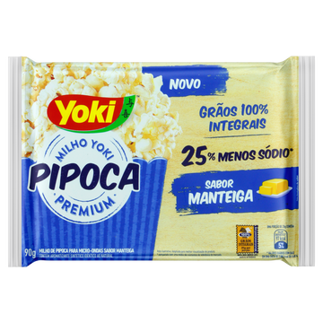 Pipoca para Micro-Ondas Manteiga Yoki Premium Pacote 90g