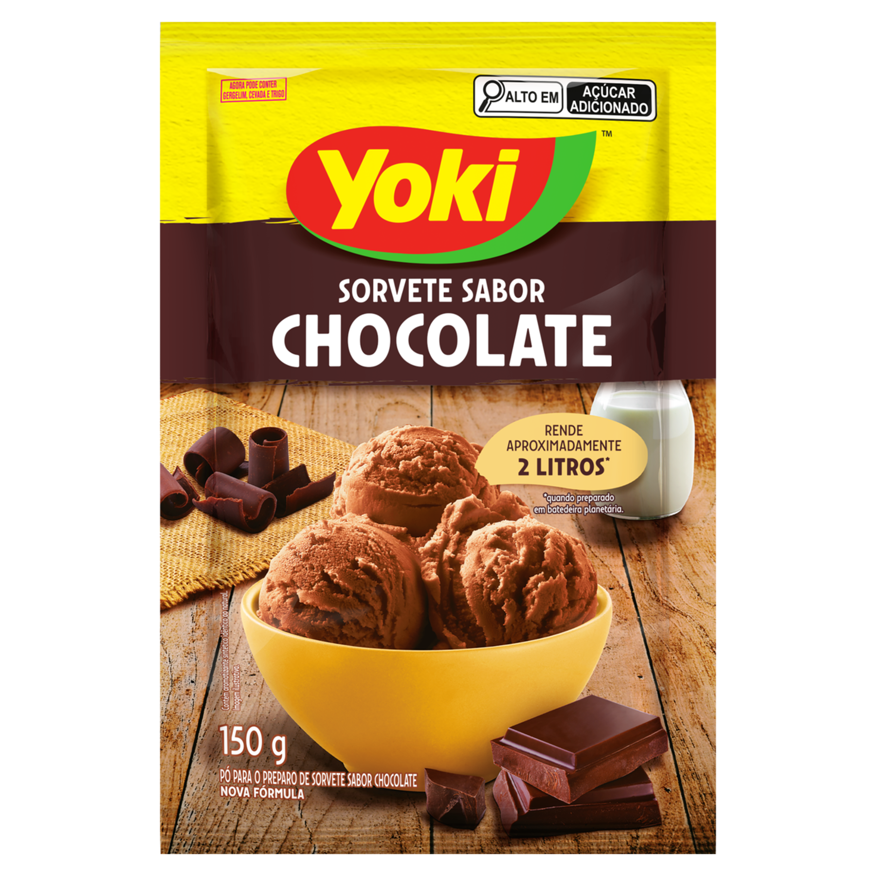 Pó para Sorvete Chocolate Yoki Pacote 150g