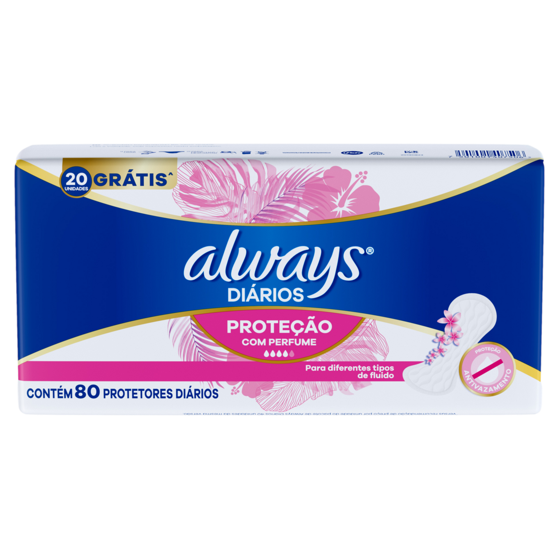 Protetor Di&aacute;rio sem Abas com Perfume Always Pacote C/80 Unidades - Embalagem Gr&aacute;tis 20 Unidades