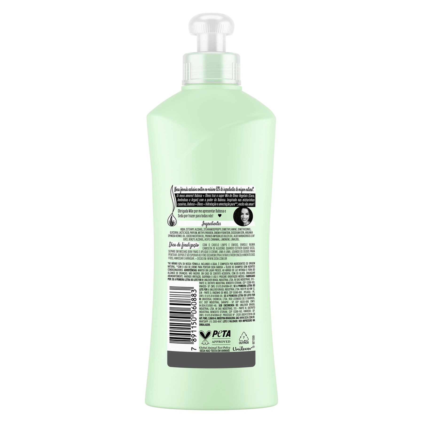 Creme para Pentear Babosa e &Oacute;leos by Rayza Seda Frasco 300ml&nbsp;