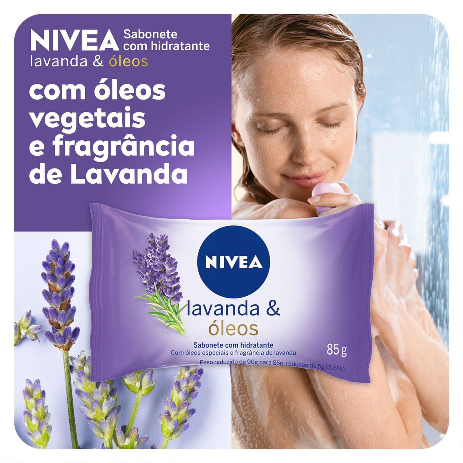 Sabonete em Barra Hidratante Lavanda & Óleos Nivea Pacote 85g