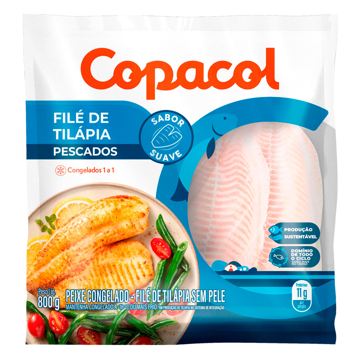 Fil&eacute; de Til&aacute;pia Copacol Pacote 800g