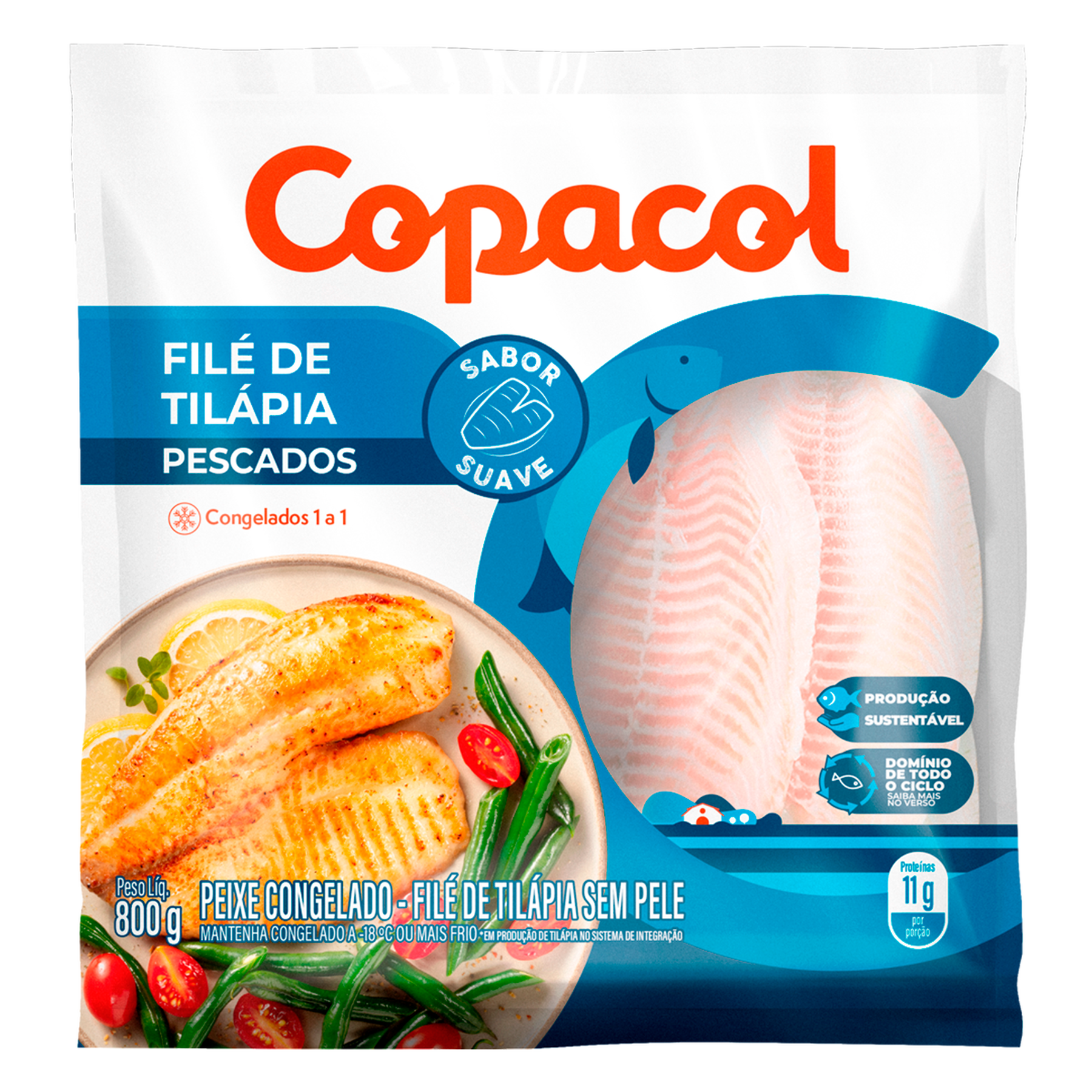 Fil&eacute; de Til&aacute;pia Copacol Pacote 800g