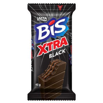 Wafer Recheio e Cobertura Chocolate Bis Black Xtra Lacta Pacote 45g