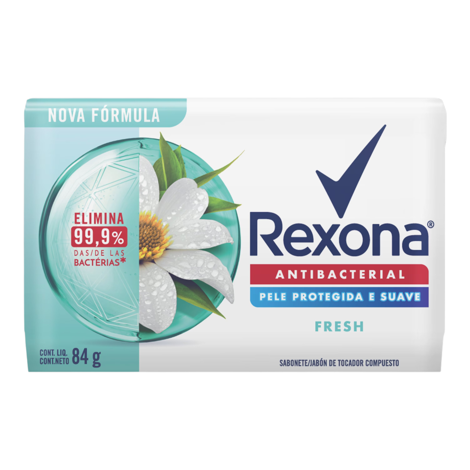 Sabonete Barra Antibacterial Fresh Rexona Envolt&oacute;rio 84g