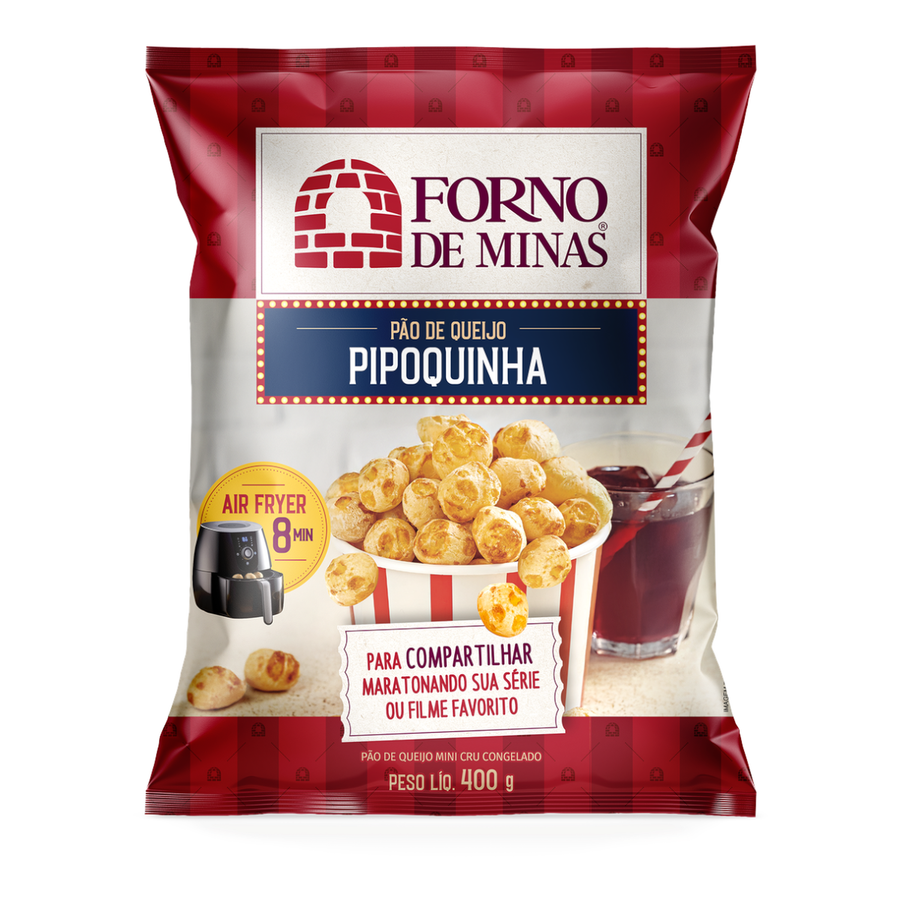 P&atilde;o de Queijo Pipoquinha Congelado Forno de Minas Pacote 400g