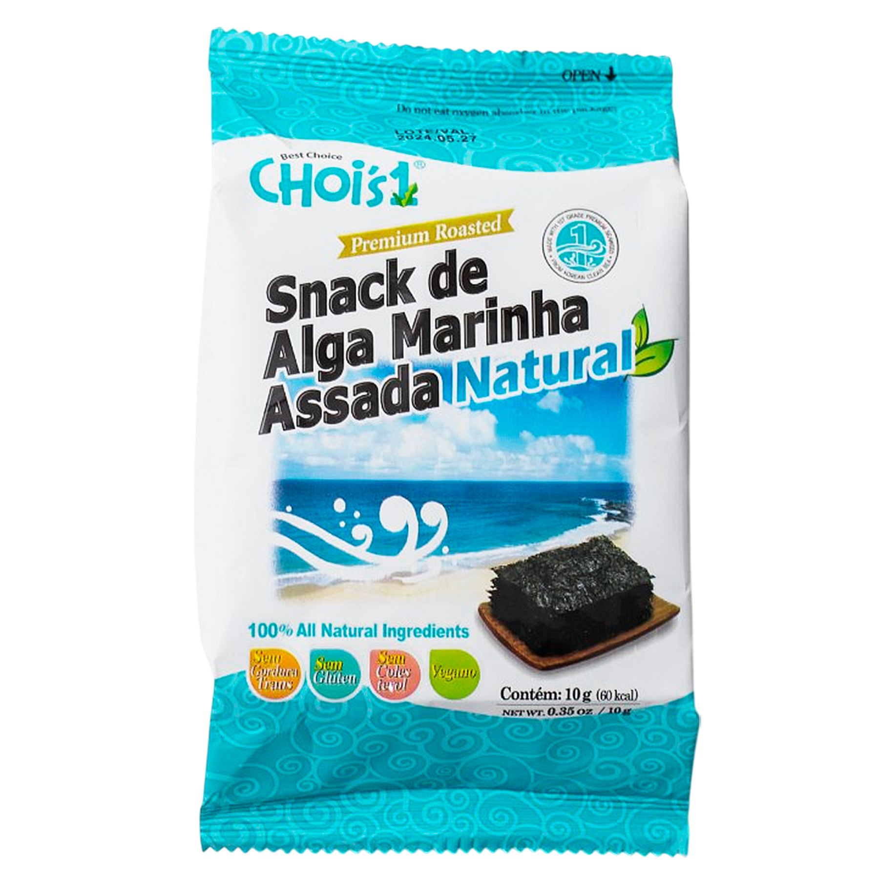 Snack de Alga Marinha Assada Natural Choi's1 Pacote 10g