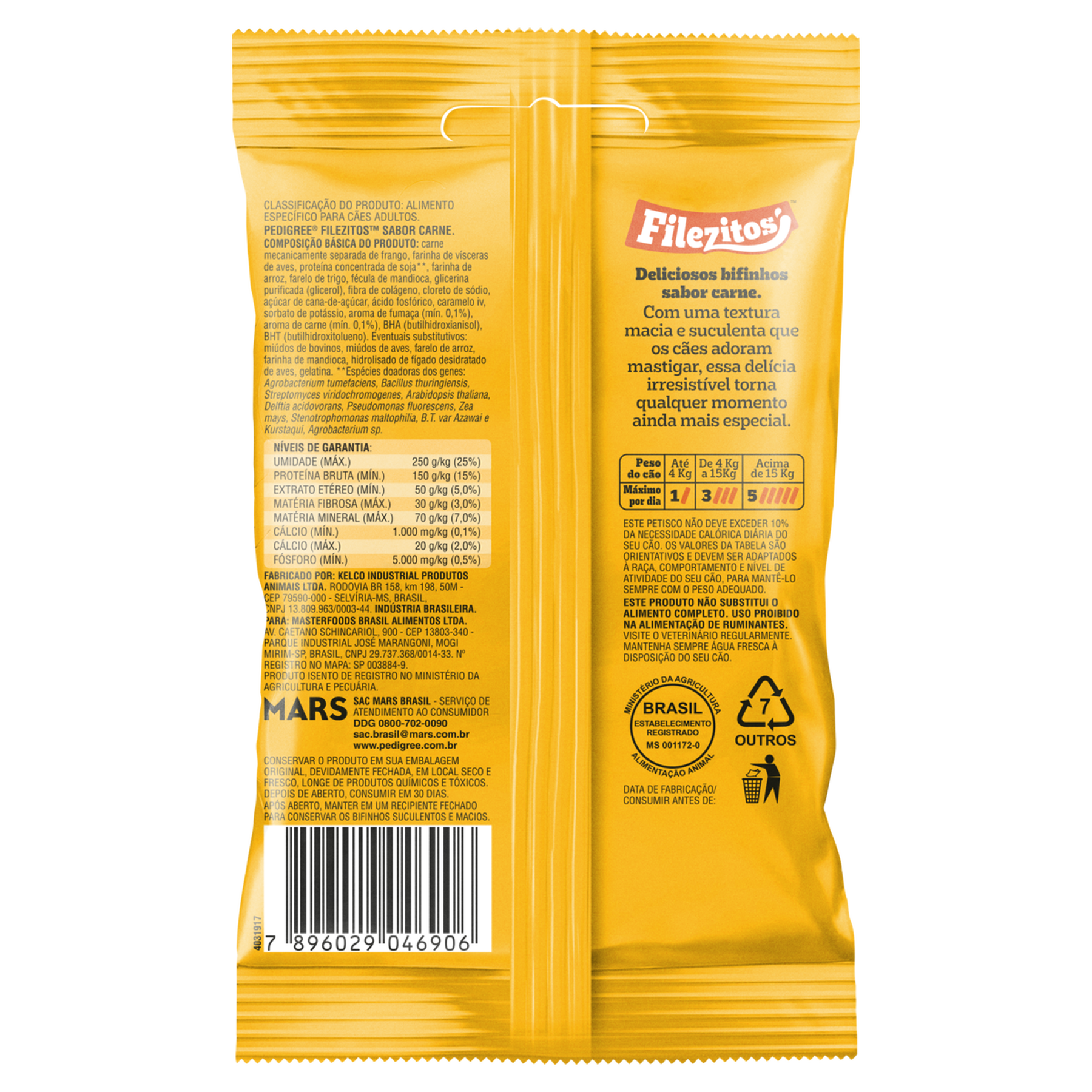 Bifinho para C&atilde;es Adulto Carne Pedigree Filezitos Pacote 60g