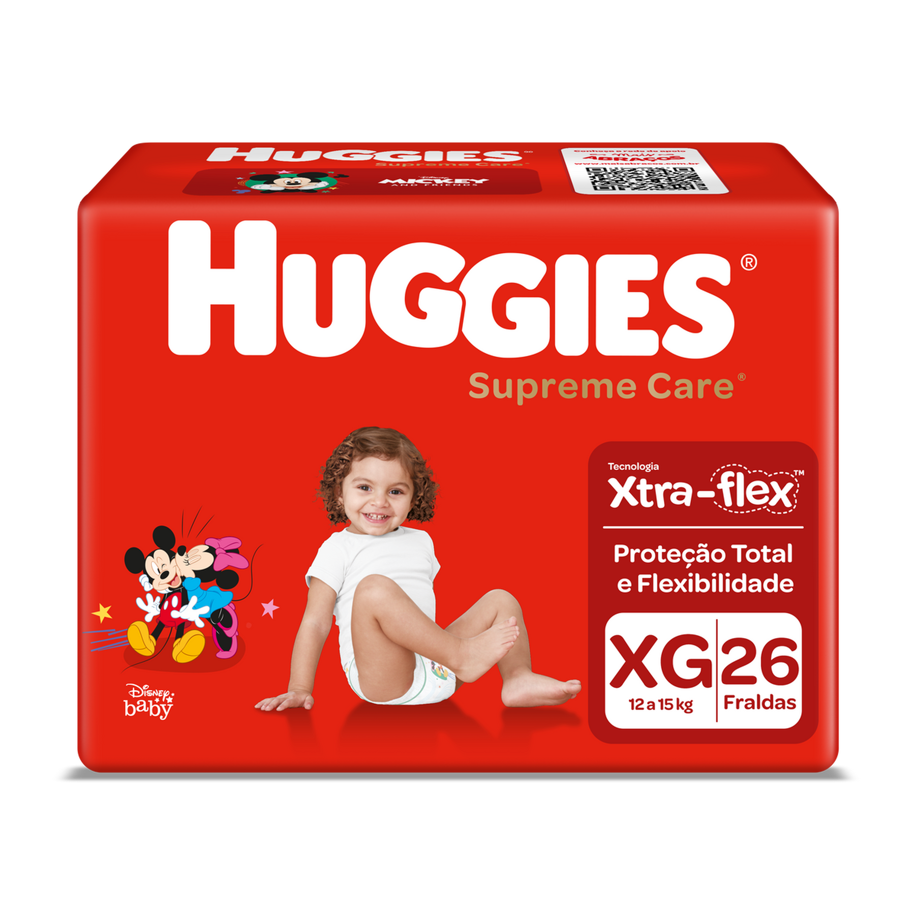 Fralda Descartável Infantil Huggies Supreme Care XG Pacote 26 Unidades