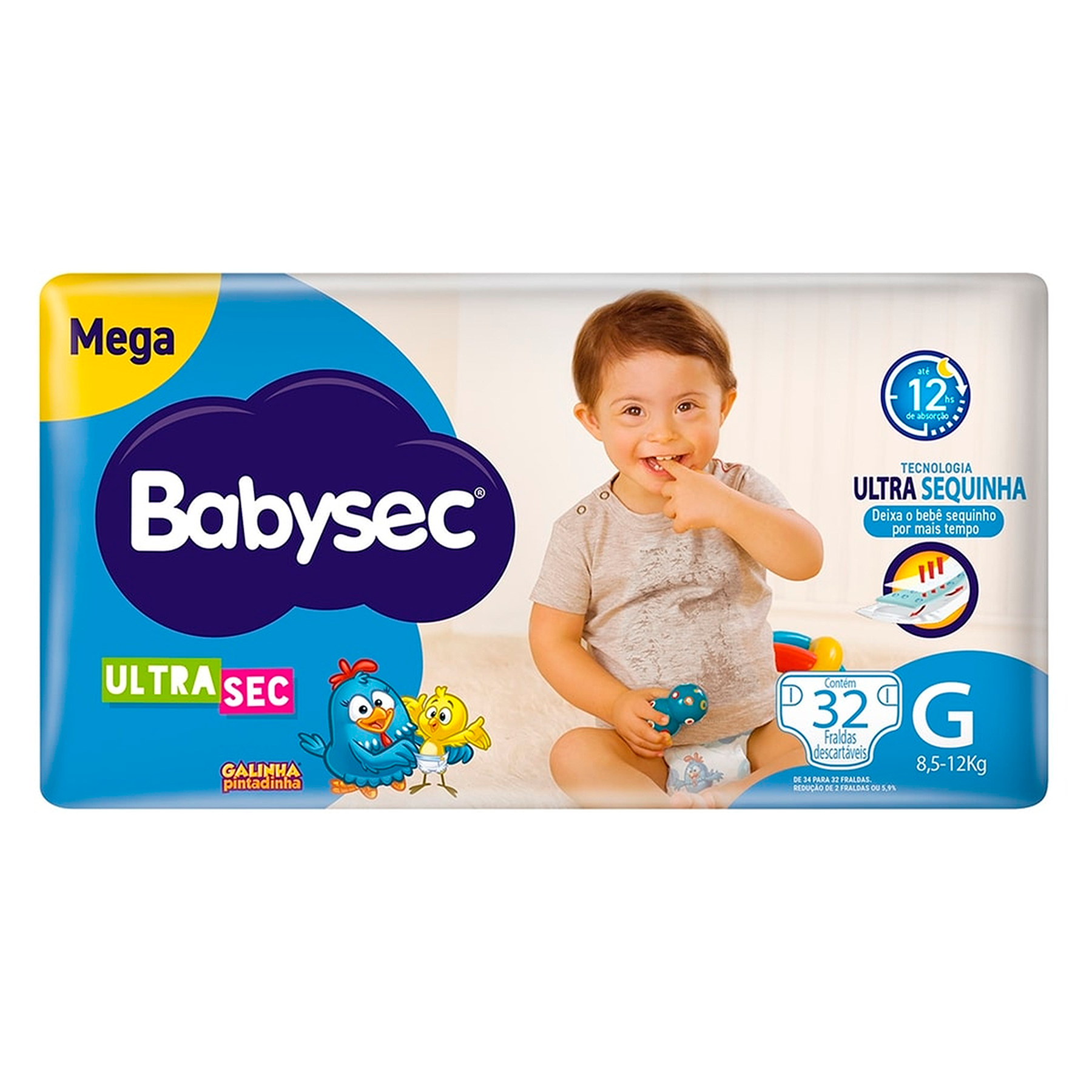 Fralda Descart&aacute;vel Babysec Mega Ultrasec G Pacote 32 Unidades