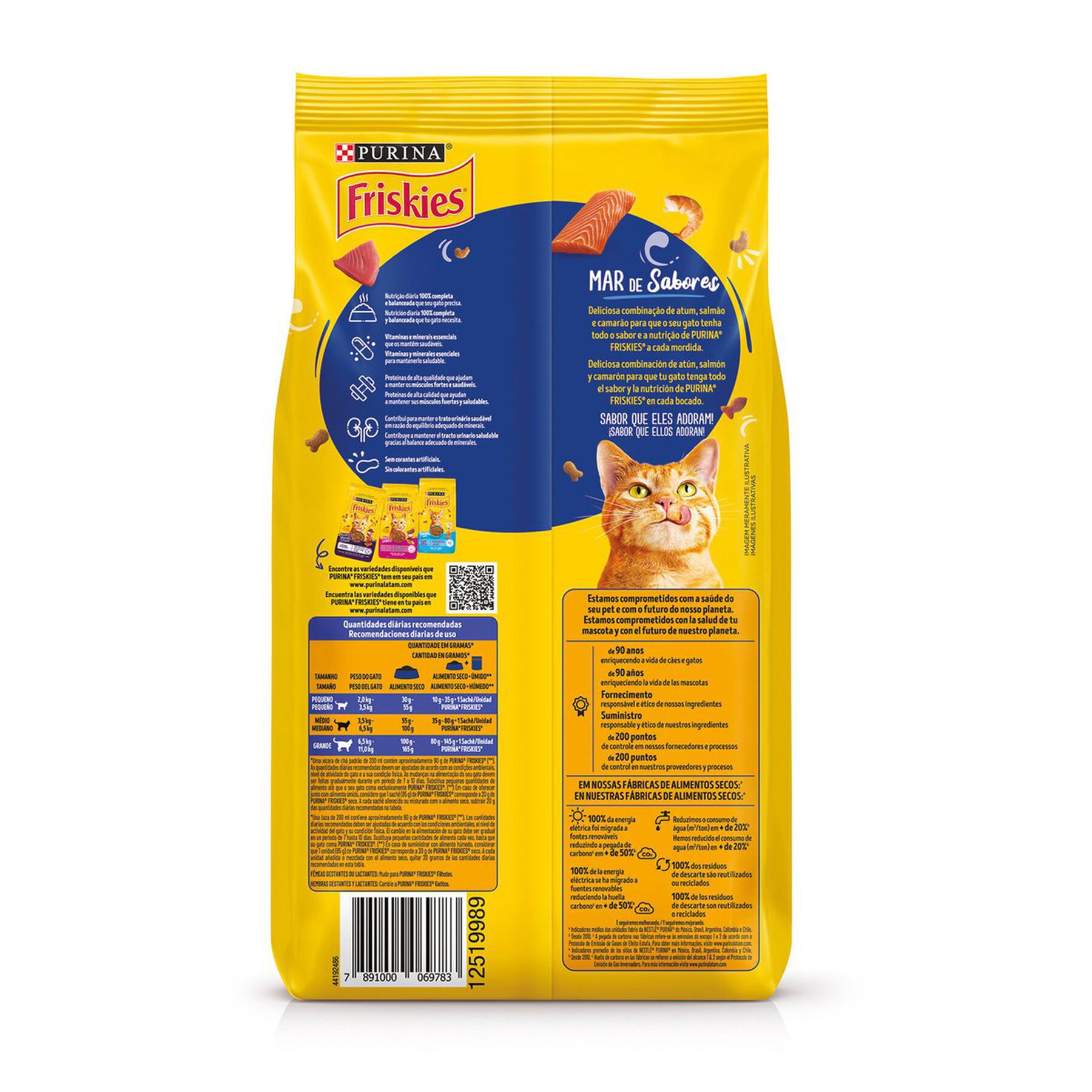 Alimento para Gatos Adultos Peixe e Frutos do Mar Purina Friskies Pacote 1kg