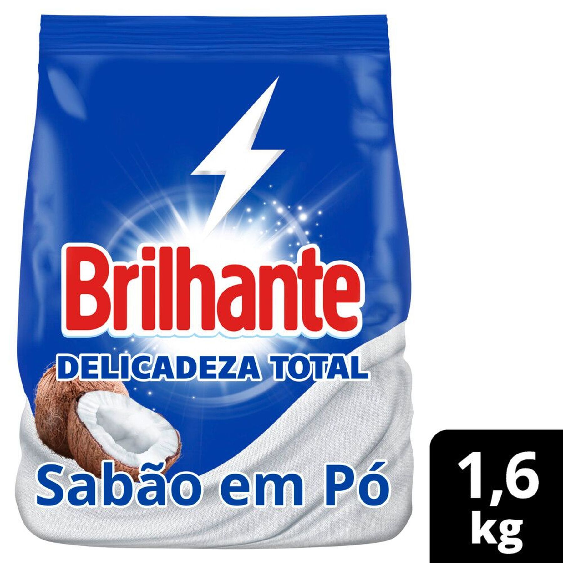 Sab&atilde;o em P&oacute; Lava Roupas Brancas e Coloridas Delicadeza Total Brilhante Pacote 1,6kg