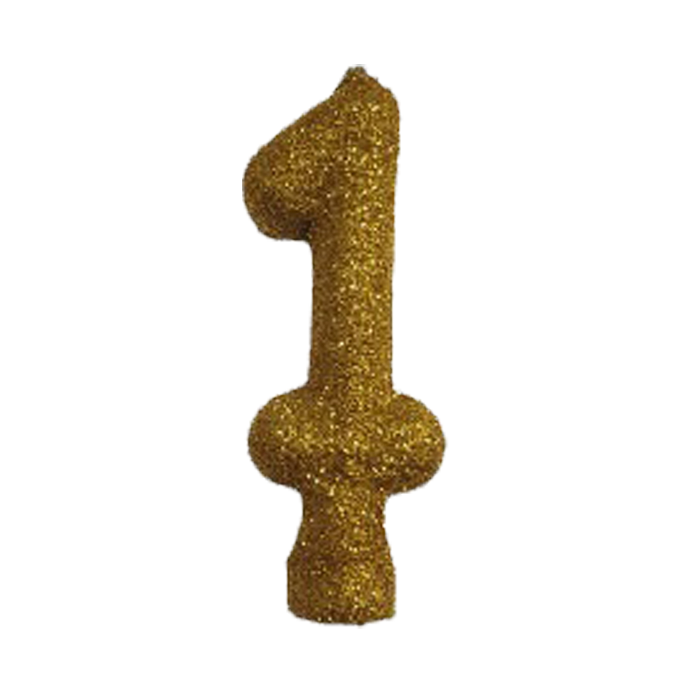 Vela Anivers&aacute;rio Glitter 1 Ouro Valves Festas