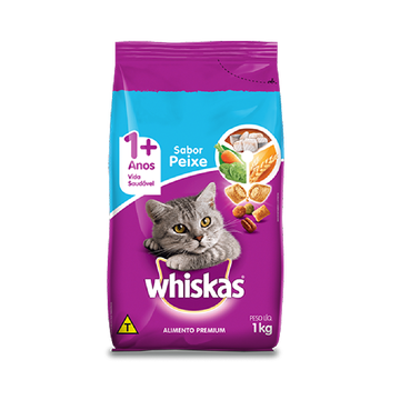 Alimento para Gatos Adultos 1+ Peixe Whiskas Pacote 1kg