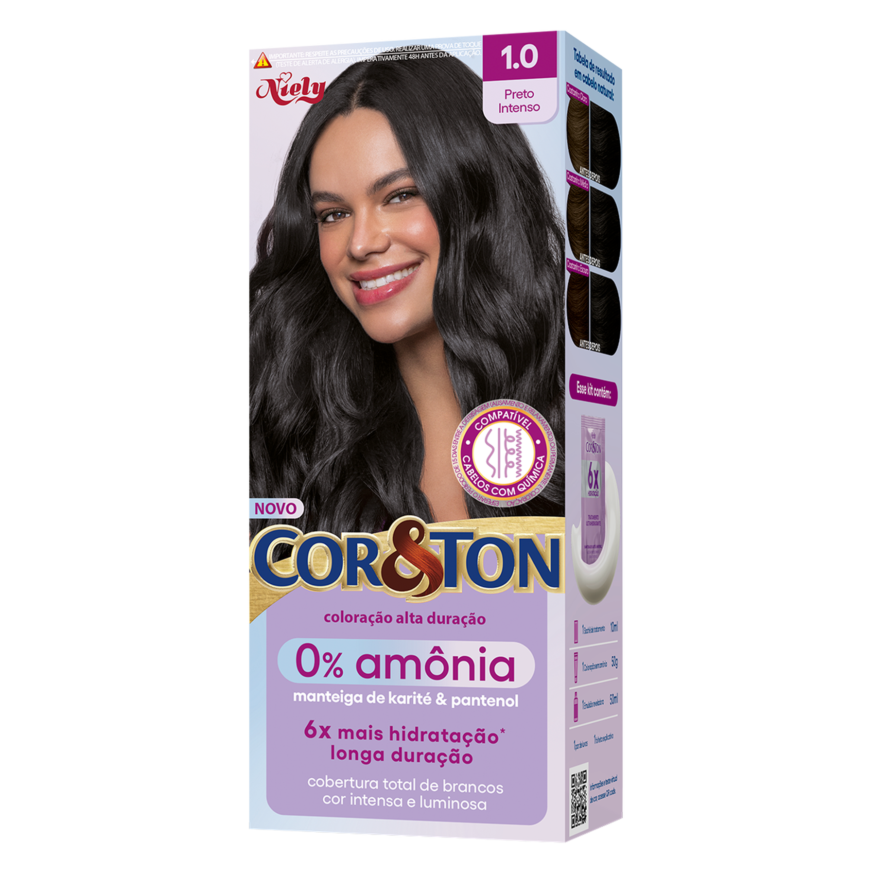 Tintura para Cabelo 0% Amônia Preto Intenso 1.0 CoreTon