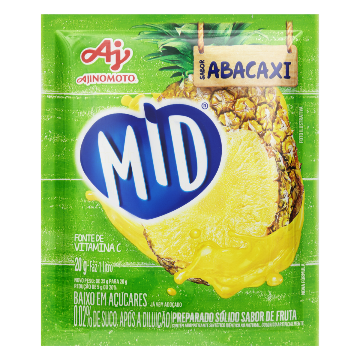 Refresco em P&oacute; Abacaxi Mid Pacote 20g