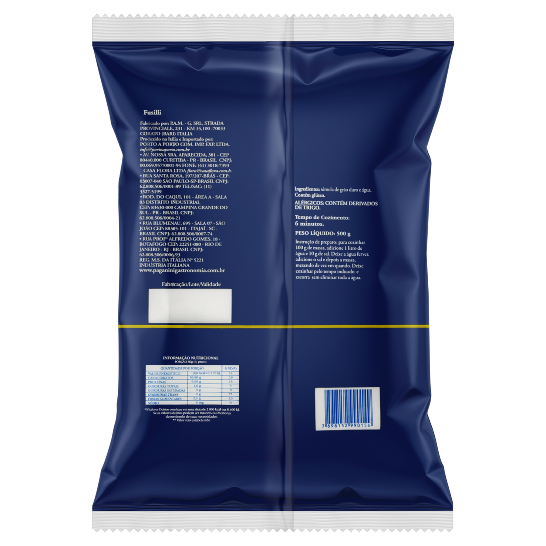 Macarr&atilde;o de S&ecirc;mola Grano Duro Fusilli Paganini Pacote 500g
