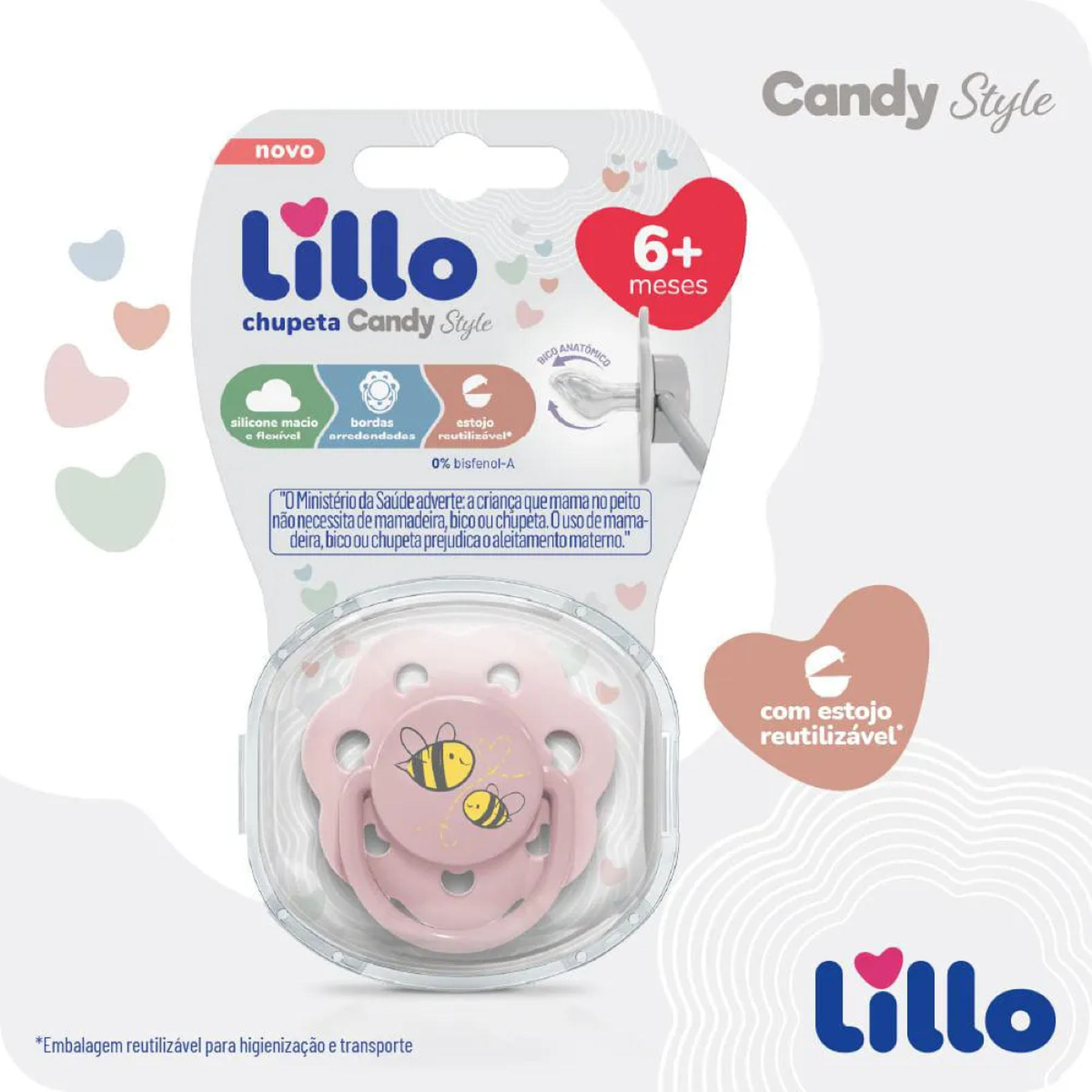 Chupeta com Bico em Silicone Candy Menina Lillo 6m+