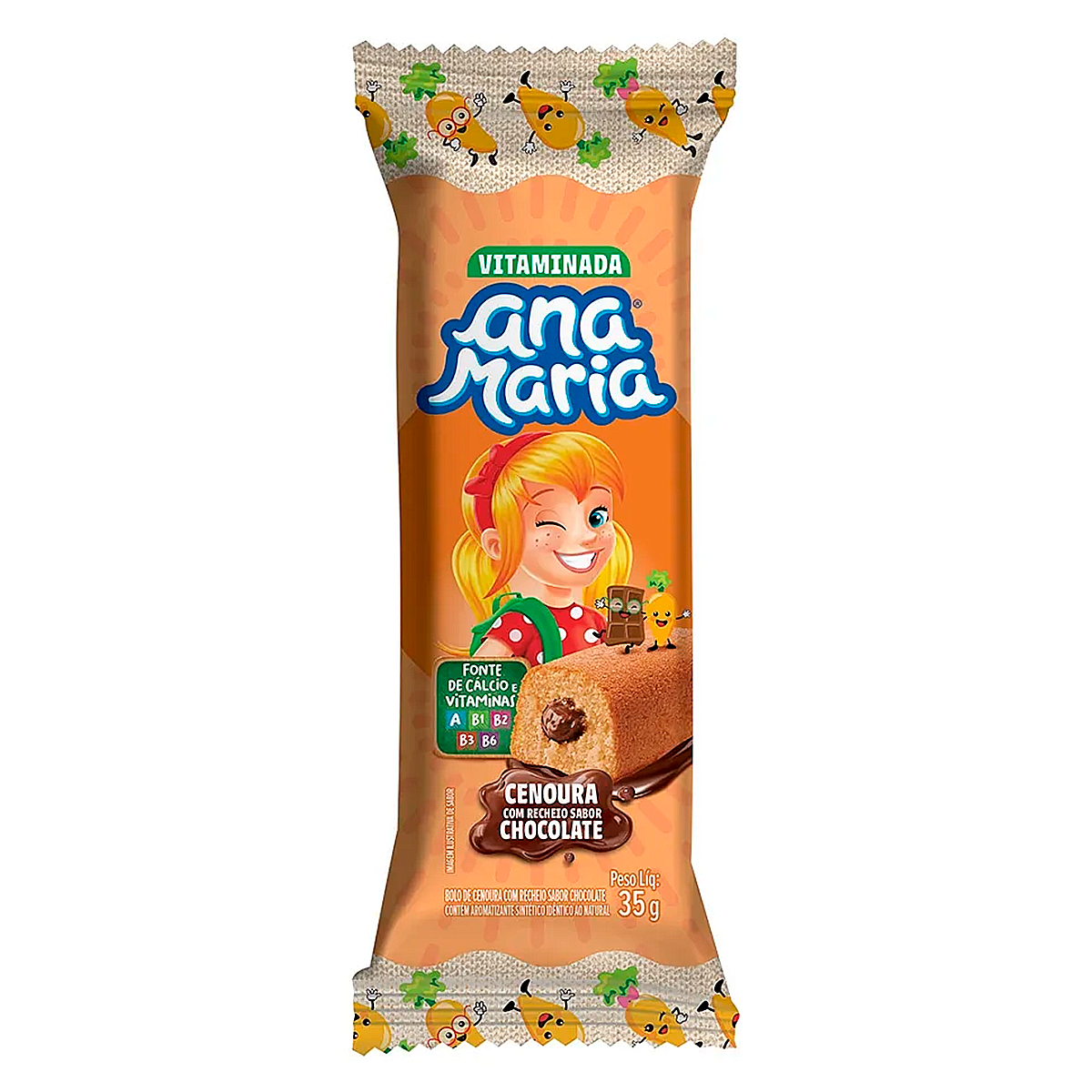 Bolinho Cenoura Recheio Chocolate Ana Maria Pacote 35g