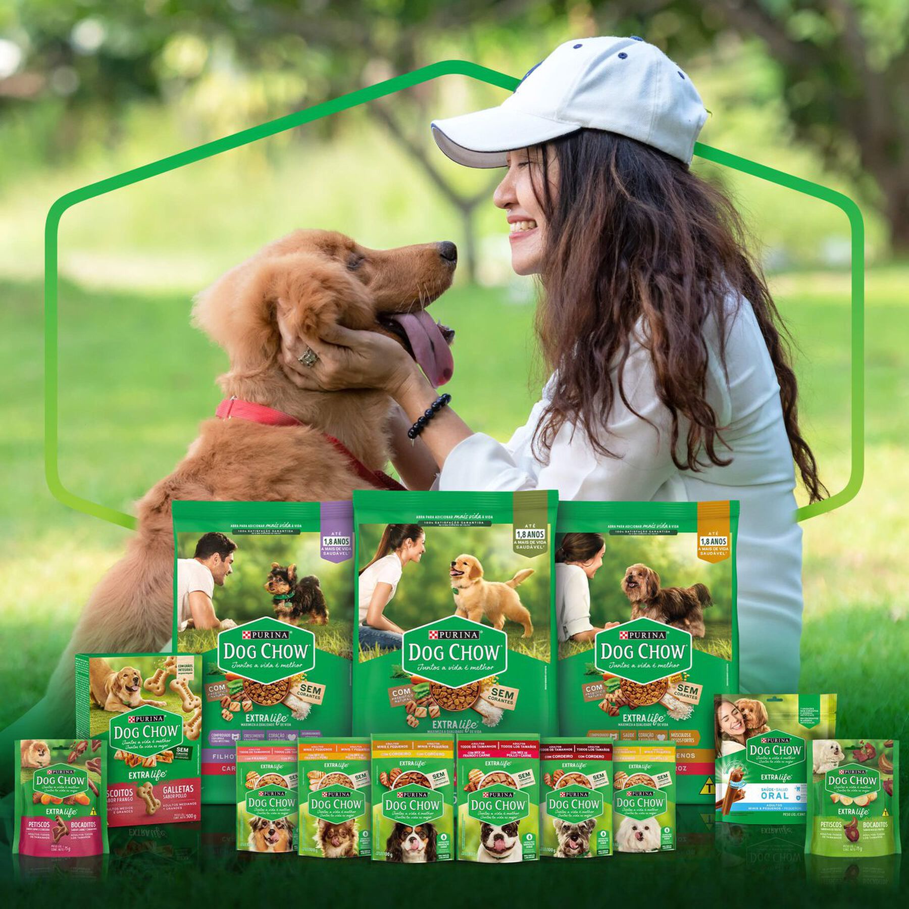 Alimento para Cães Adultos Raças Médias e Grandes Carne, Frango e Arroz Purina Dog Chow Extra Life Pacote 10,1kg