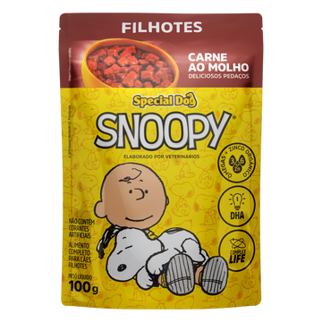 Alimento para Cães Filhotes Carne ao Molho Snoopy Special Dog Sachê 100g