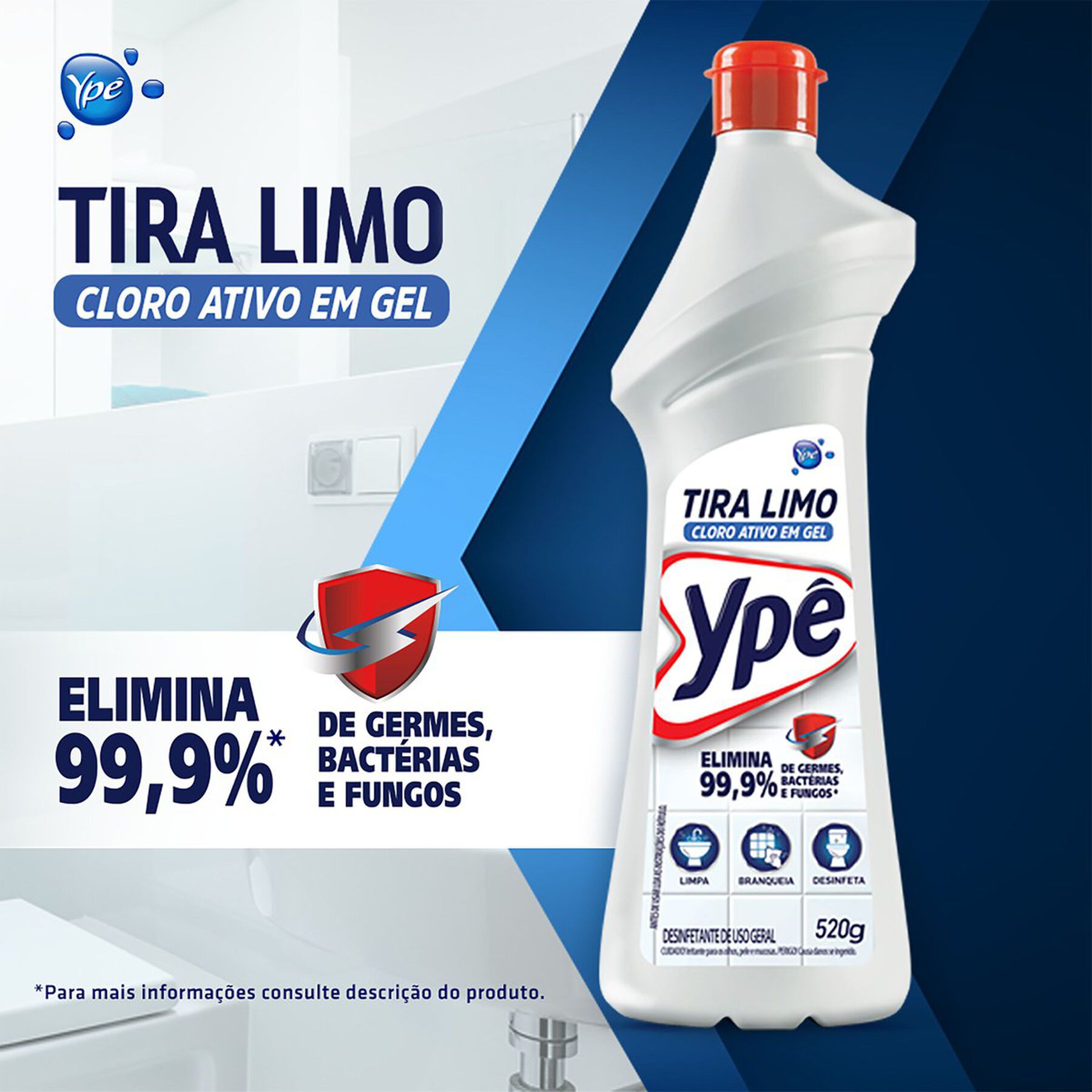 Limpador Ypê Banheiro Cloro Ativo 520g