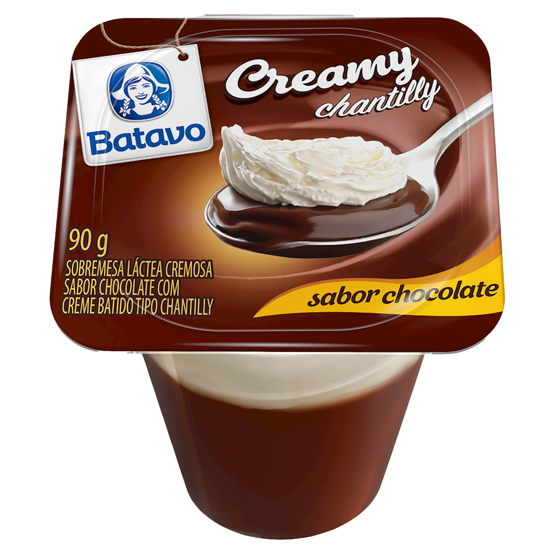 Sobremesa L&aacute;ctea Chocolate com Chantilly Creamy Batavo Pote 90g