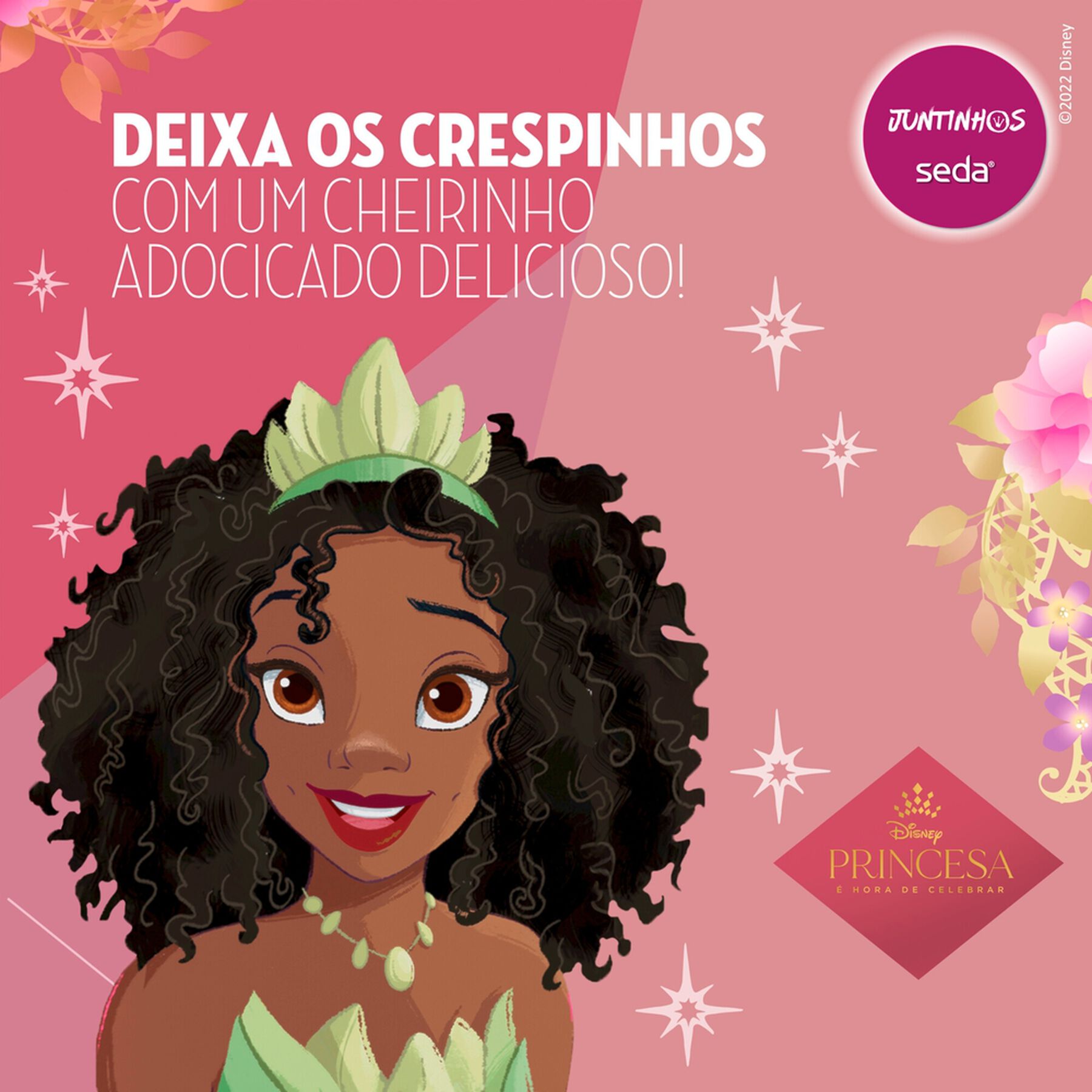 Shampoo Infantil Tiana Crespos Encantados Seda Juntinhos Frasco 300ml