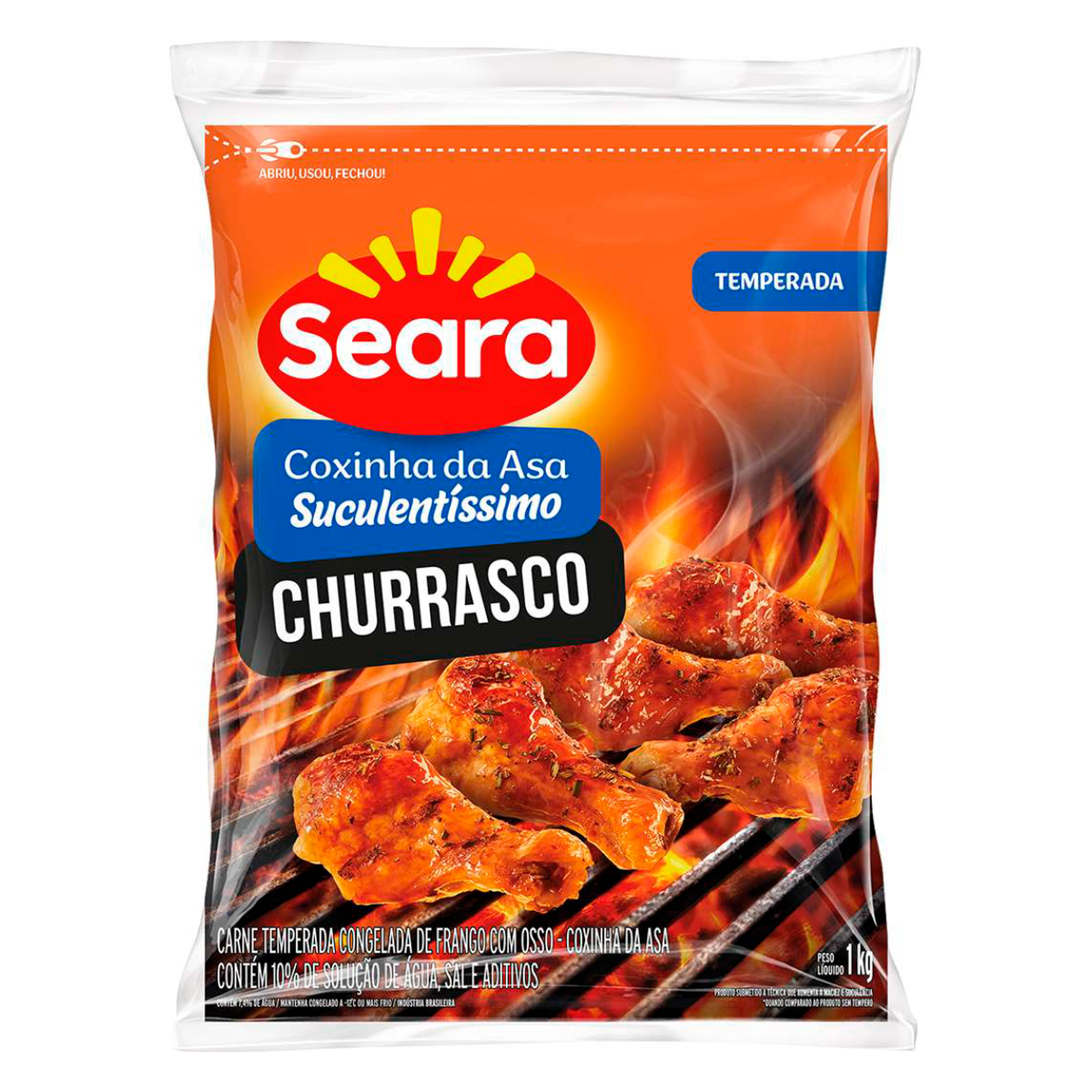 Coxinha da Asa de Frango Temperada Congelada Suculent&iacute;ssimo Churrasco Seara Pacote 1kg