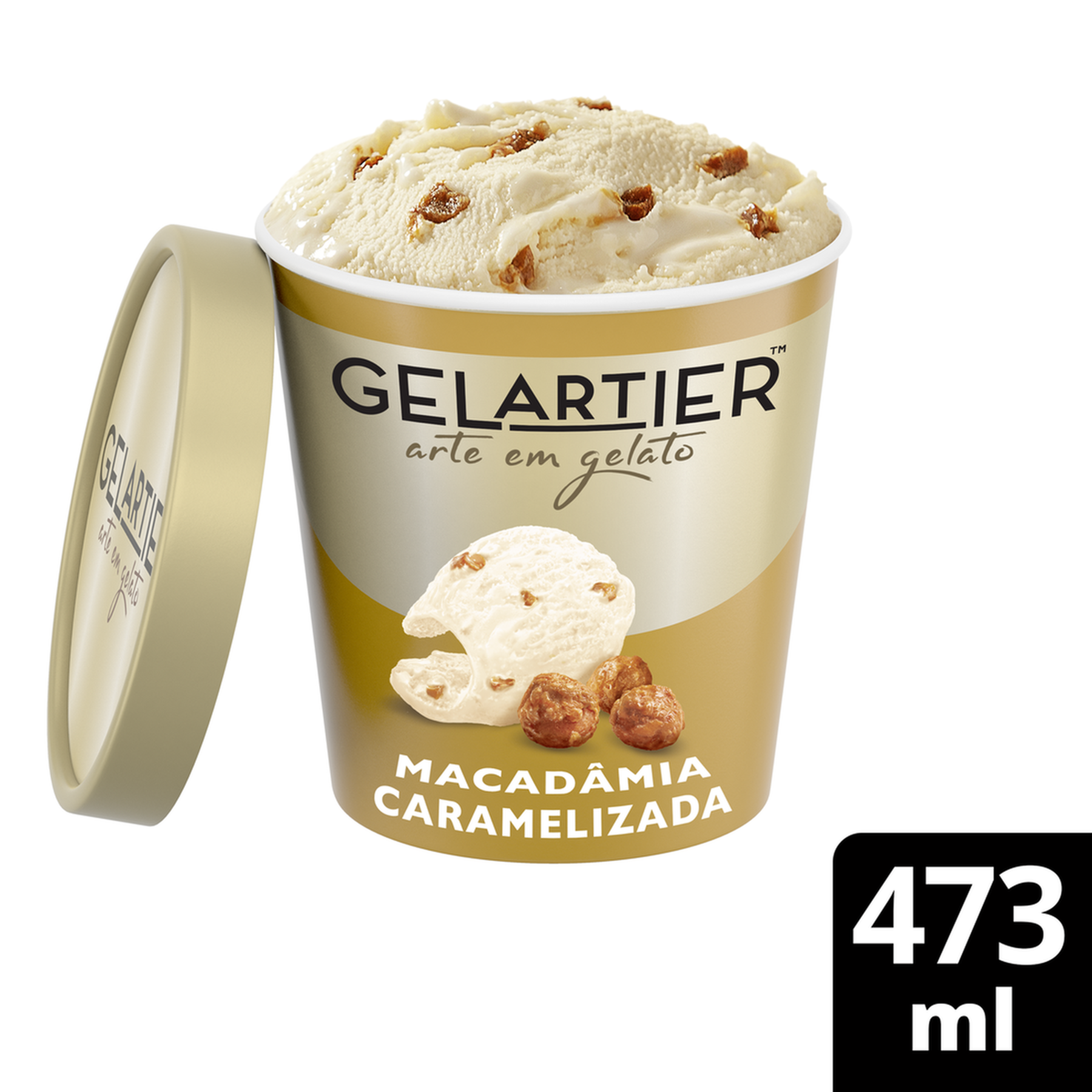 Sorvete Macad&acirc;mia Caramelizada Gelartier Pote 473ml