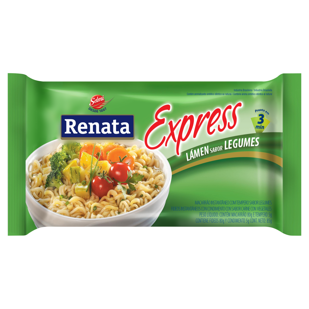 Macarr&atilde;o Instant&acirc;neo L&aacute;men Legumes Renata Express Pacote 85g