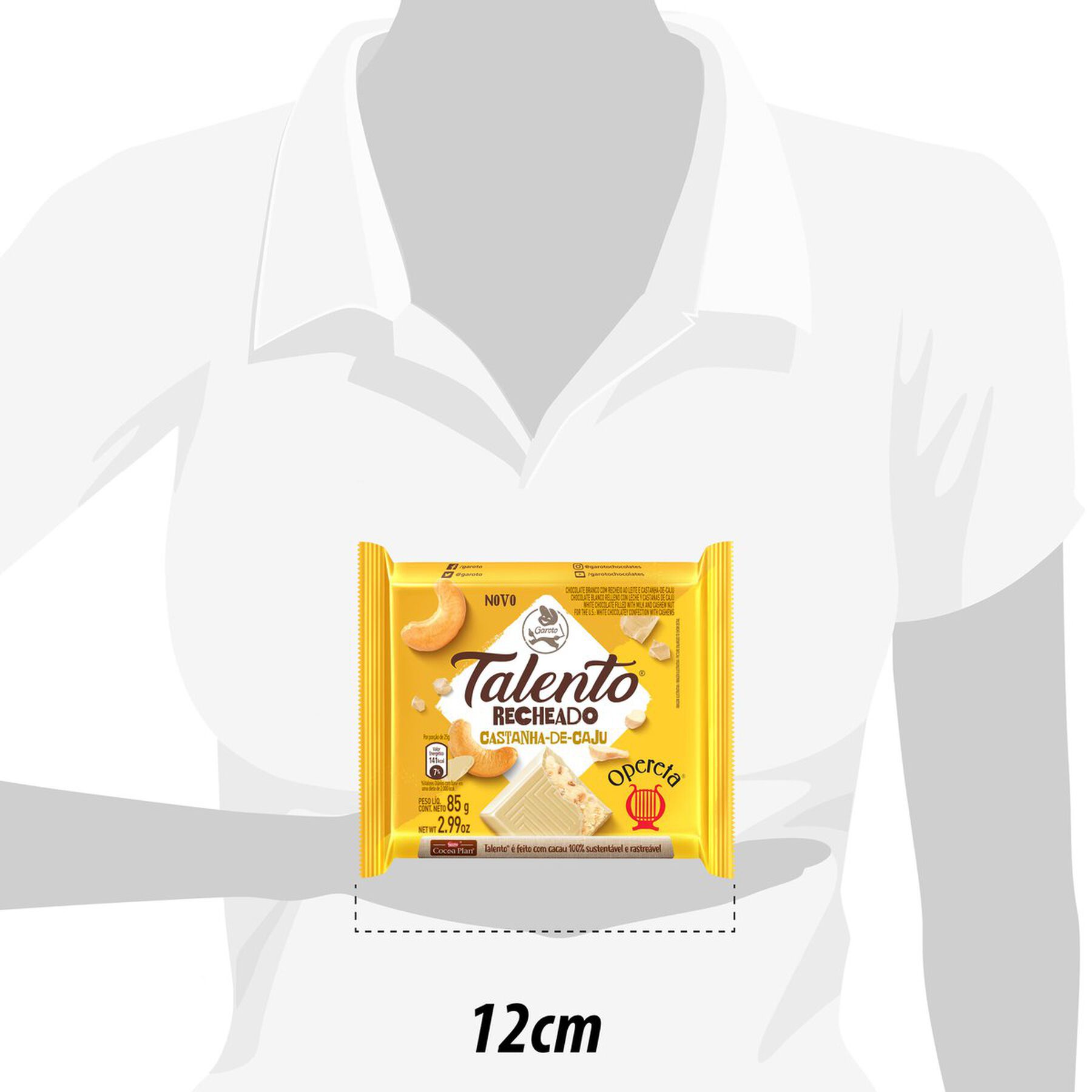 Chocolate Branco Opereta Recheio Castanha-de-Caju Garoto Talento Pacote 85g
