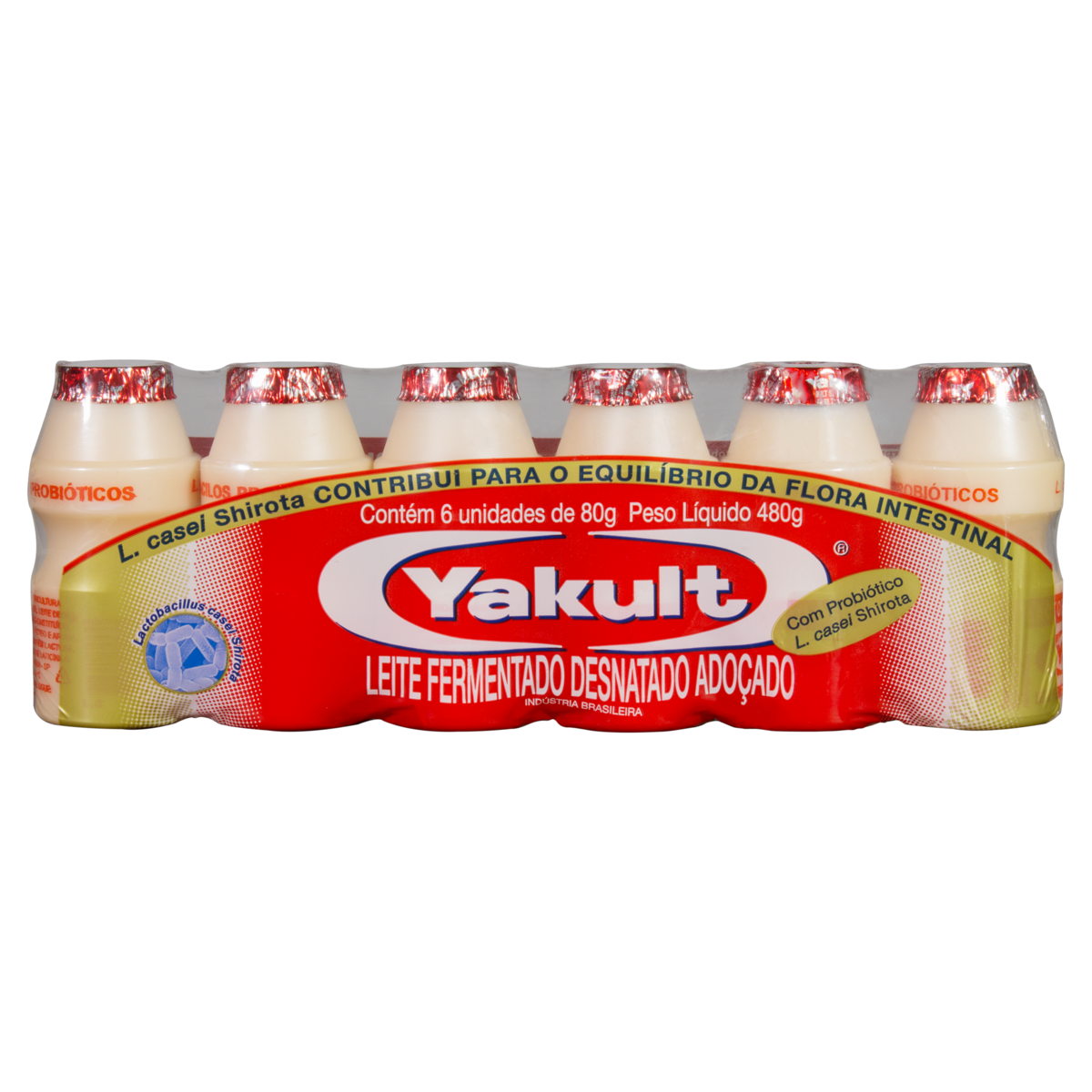 Pack Leite Fermentado Desnatado Yakult Frasco 480g 6 Unidades