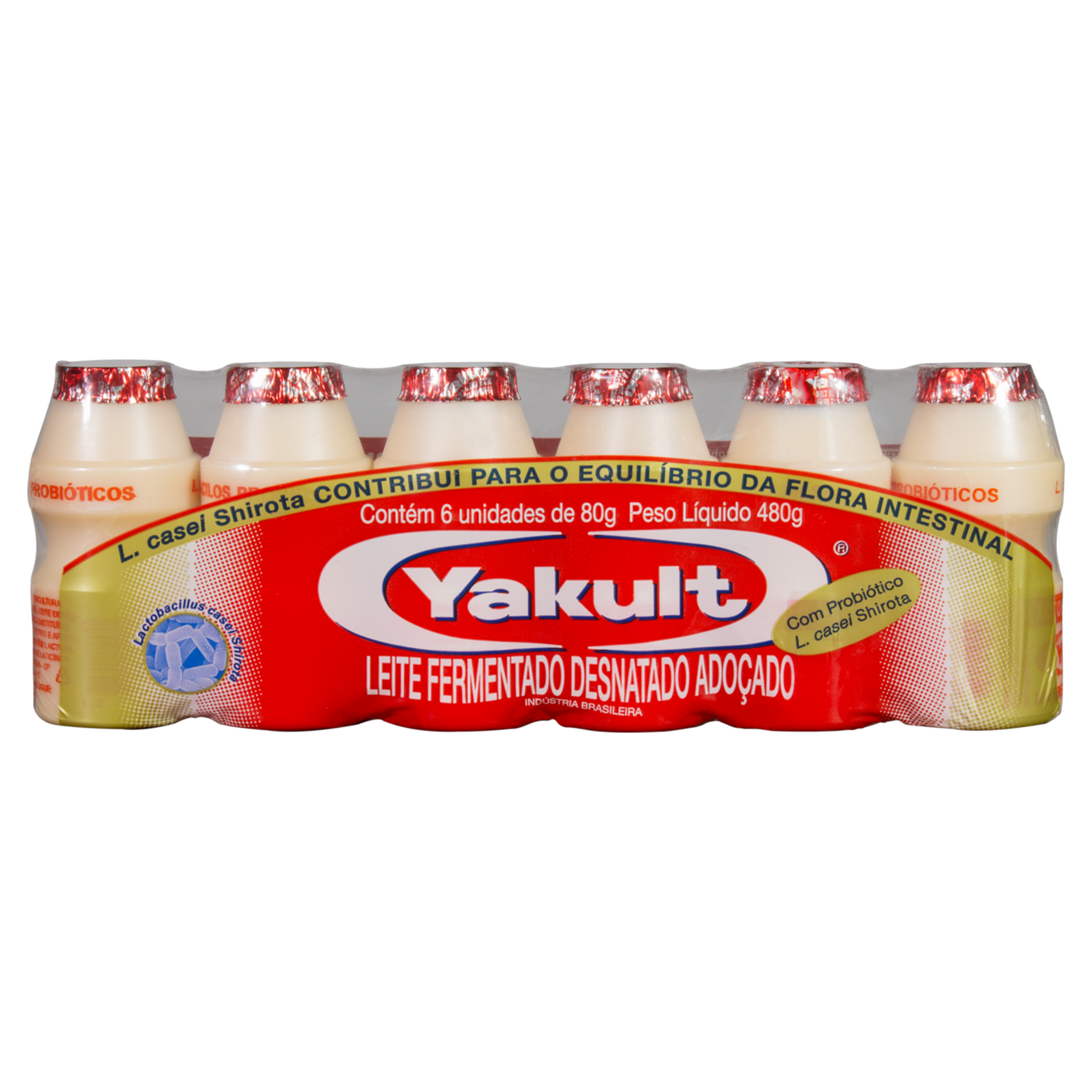 Pack Leite Fermentado Desnatado Yakult Frasco 480g 6 Unidades