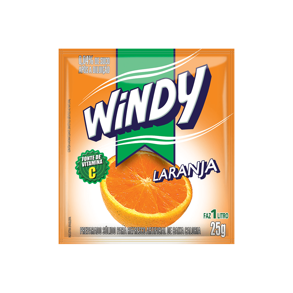 Refresco em P&oacute; Laranja&nbsp;Windy 25g
