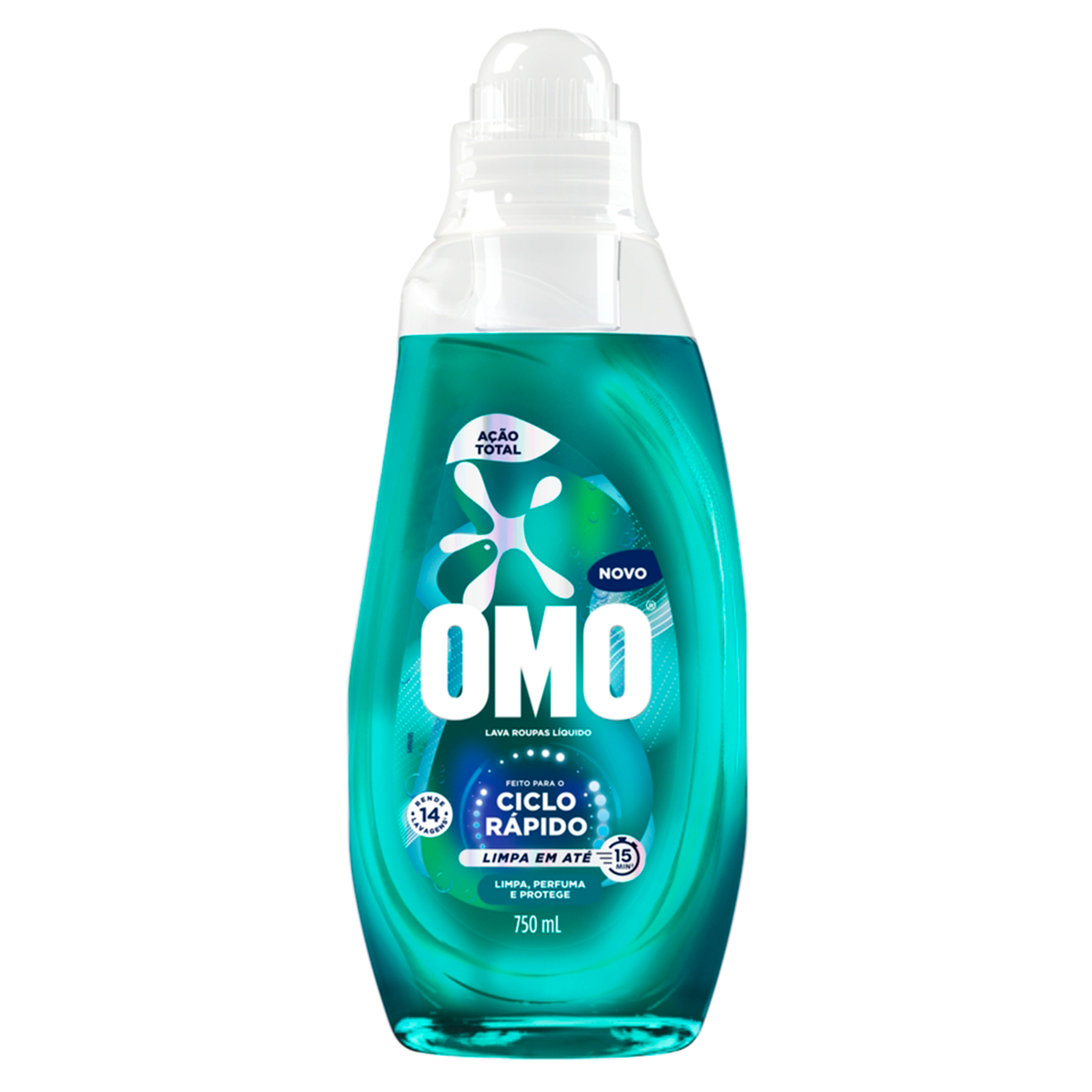 Lava Roupas L&iacute;quido Ciclo R&aacute;pido A&ccedil;&atilde;o Total Omo Frasco 750ml&nbsp;&nbsp;