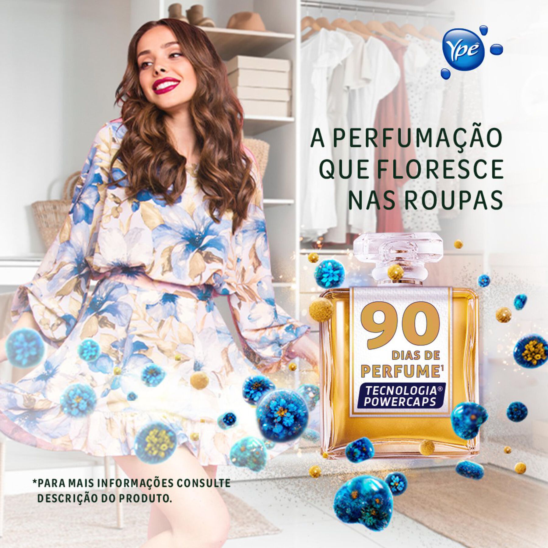 Amaciante de Roupa Concentrado Blue Garden Yp&ecirc; Pouch 900ml Refil Econ&ocirc;mico