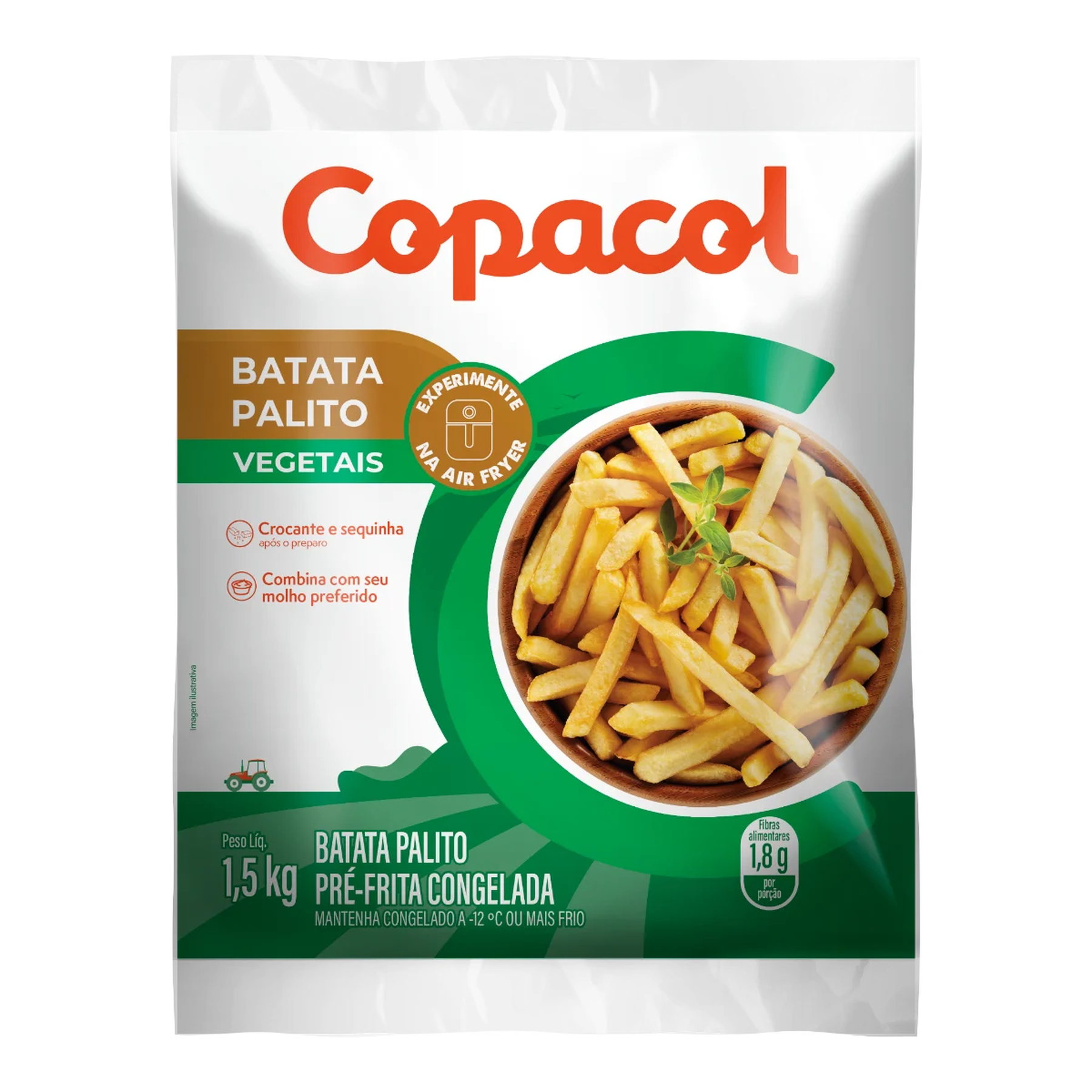 Batata Palito Pr&eacute;-Frita Congelada Tradicional Copacol Pacote 1,5kg