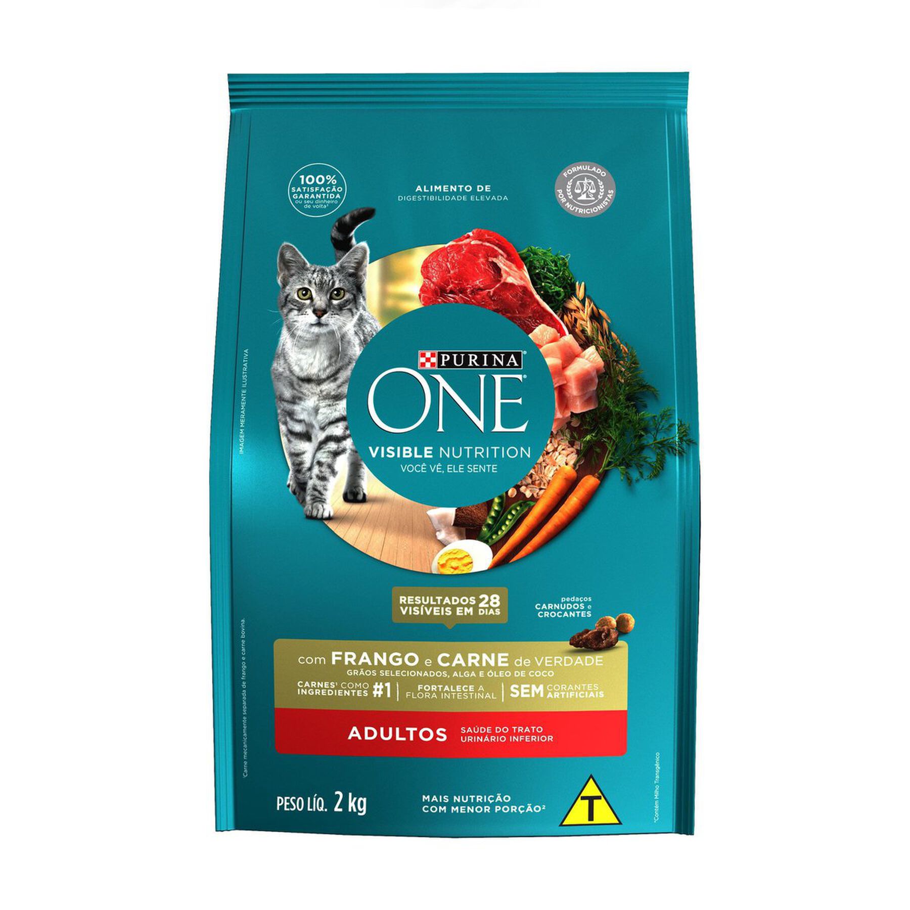 Alimento para Gatos Adultos Frango e Carne Purina One Visible Nutrition Pacote 2kg&nbsp;