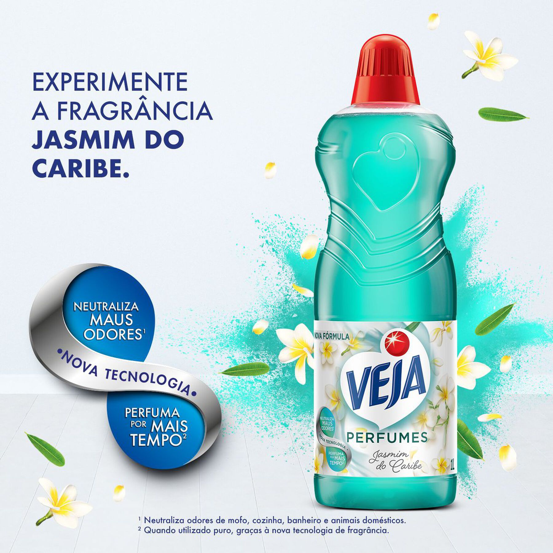 Limpador Perfumado Jasmim do Caribe Veja Perfumes Frasco 2l Embalagem Econômica