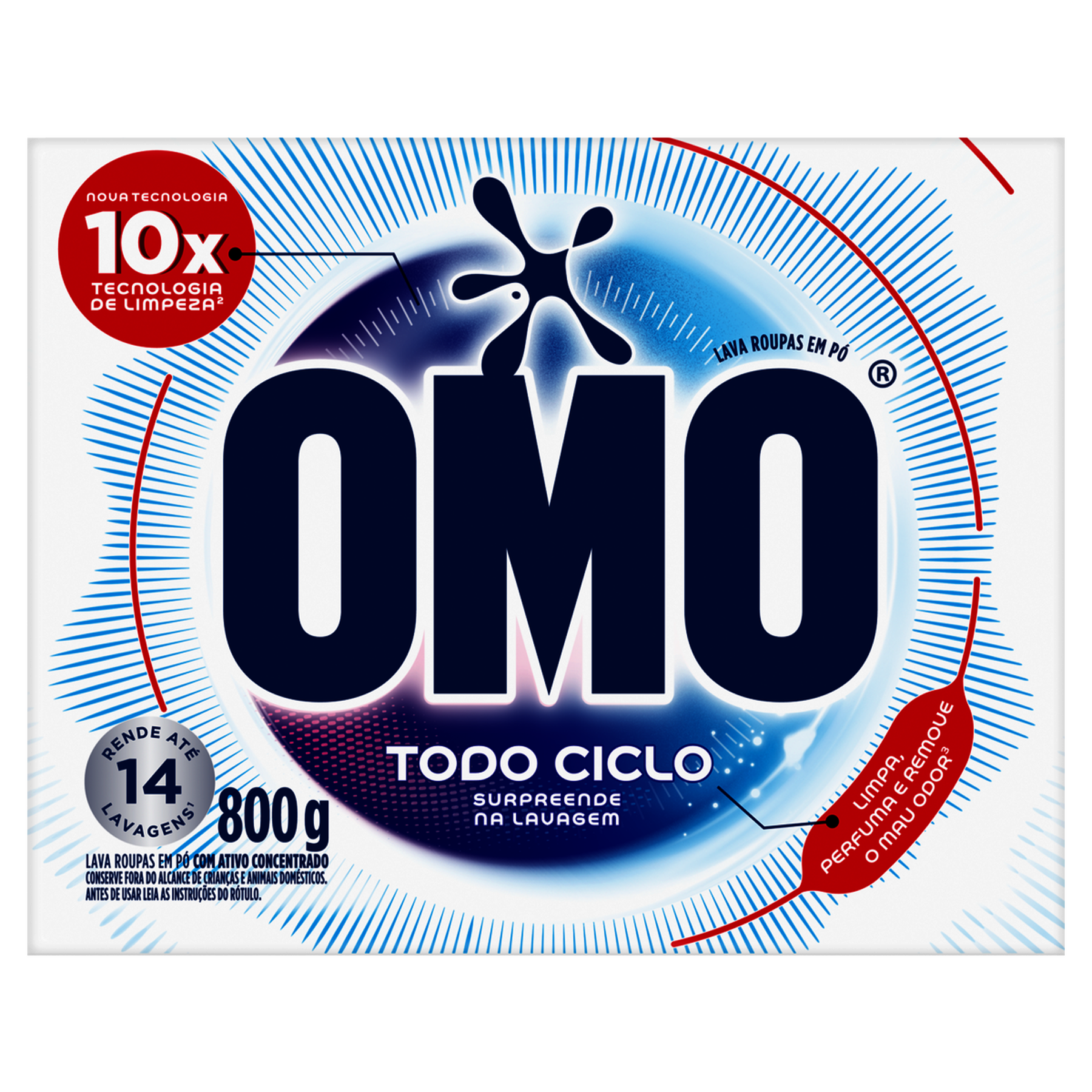 Lava Roupas em P&oacute; Todo Ciclo Omo Caixa 800g