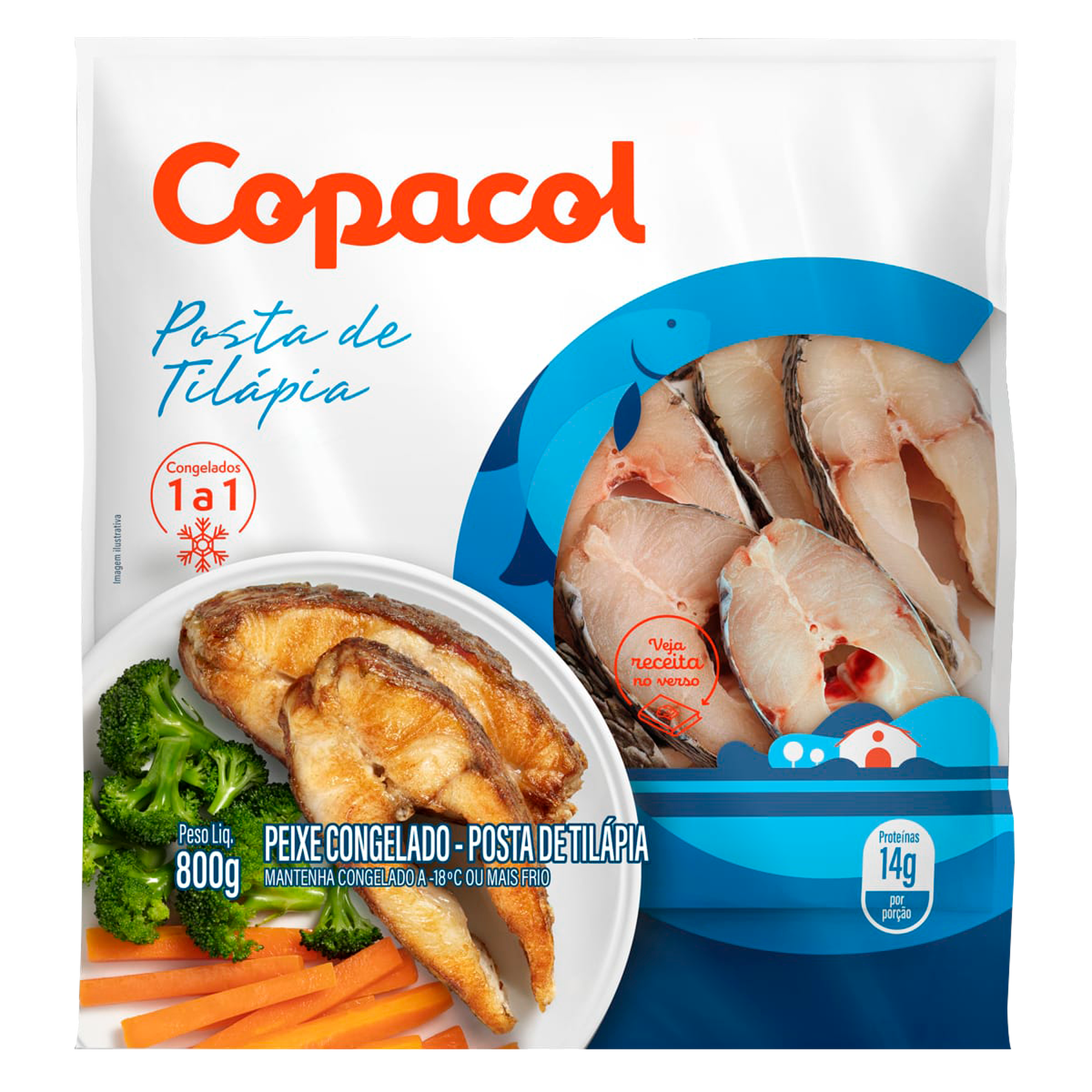 Posta de Tilápia Congelado Copacol Pacote 800g