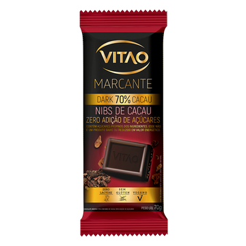 Chocolate Nibs de Cacau Dark 70% Cacau Zero Vitao 70g