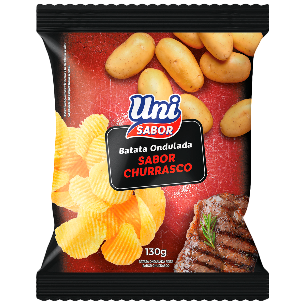 Batata Ondulada Churrasco Uni Sabor 130g