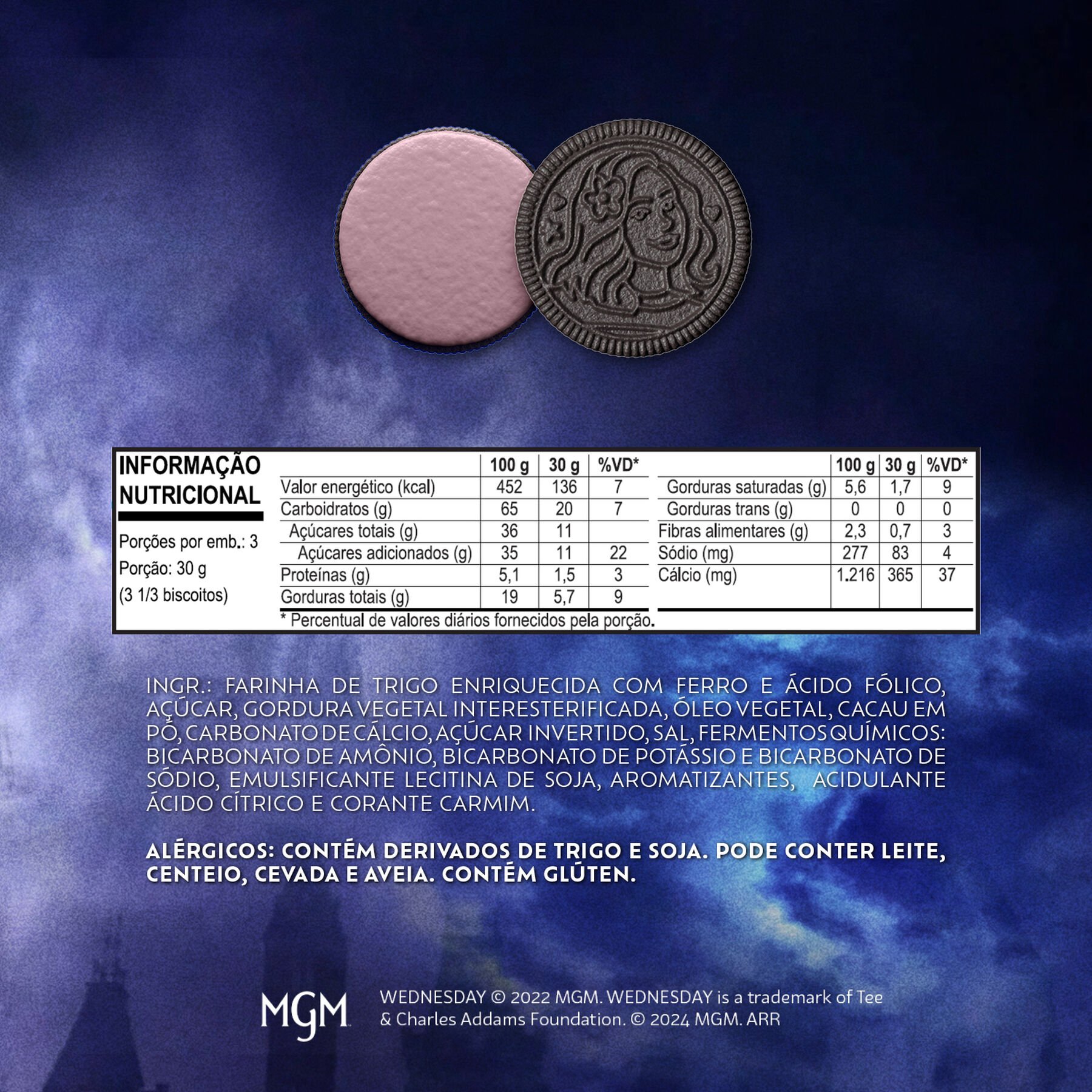 Biscoito Chocolate Recheio Milkshake de Morango Oreo Pacote 90g