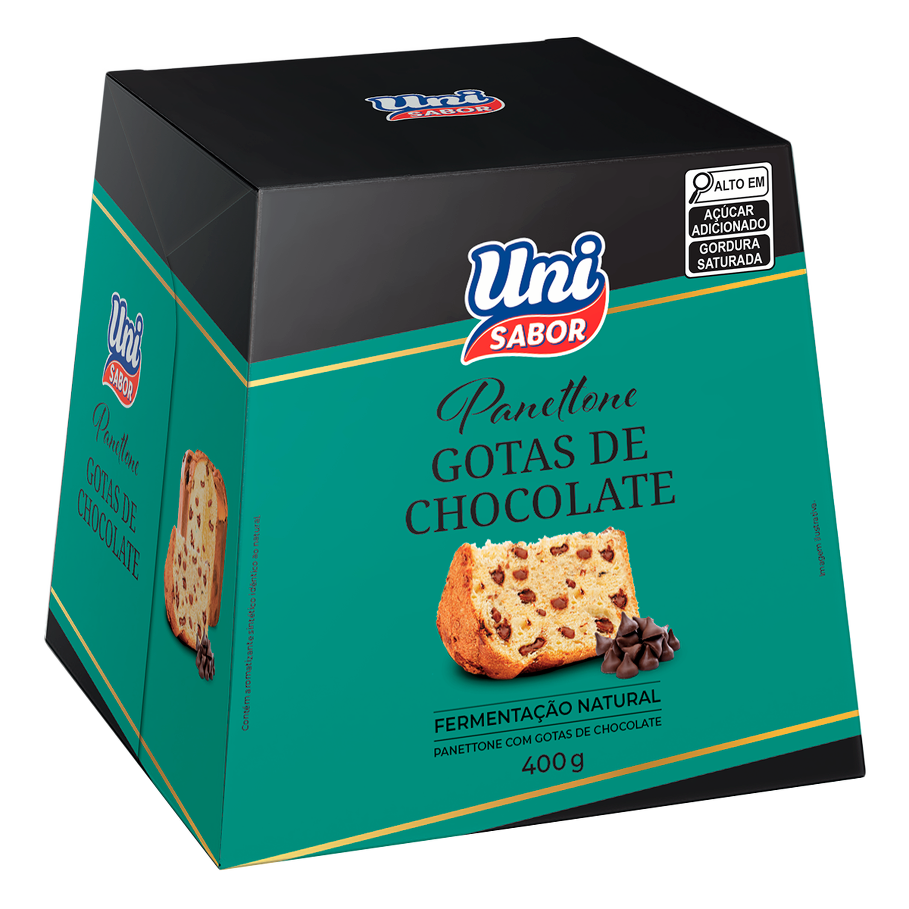 Panettone Gotas de Chocolate Uni Sabor 400g