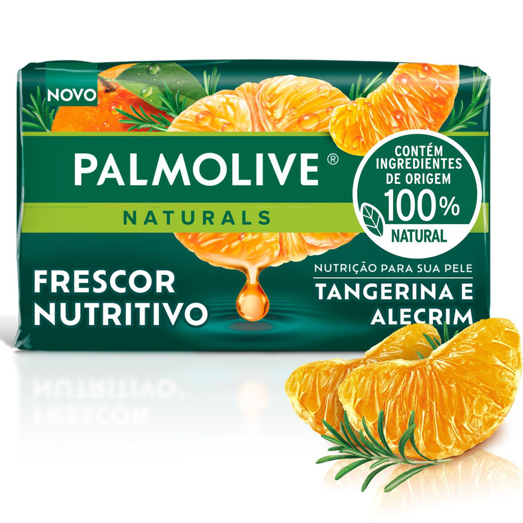 Sabonete em Barra Frescor Nutritivo Tangerina e Alecrim Palmolive Naturals Envoltório 150g - Embalagem Tamanho Familiar