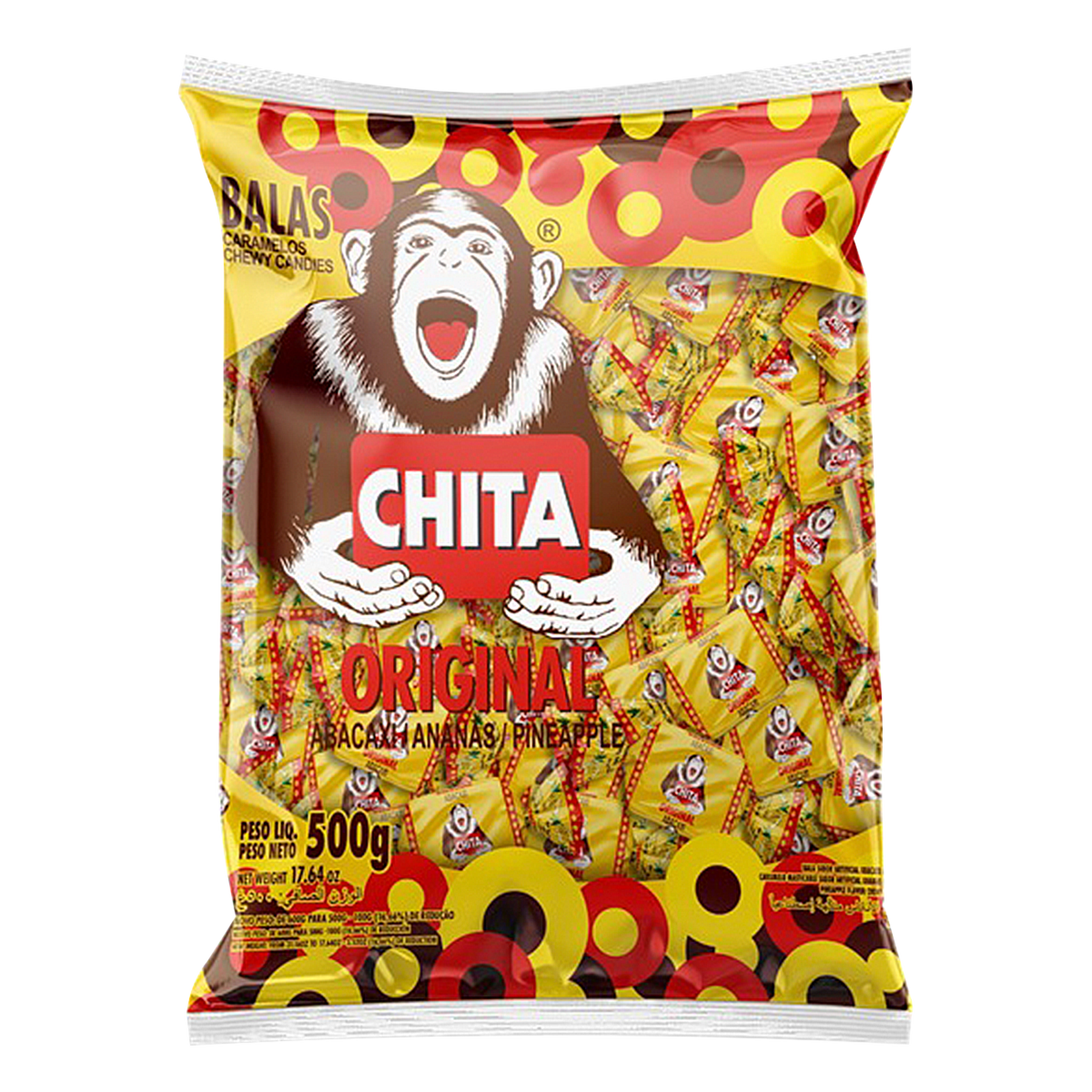 Bala Mastigável Abacaxi Chita Pacote 500g