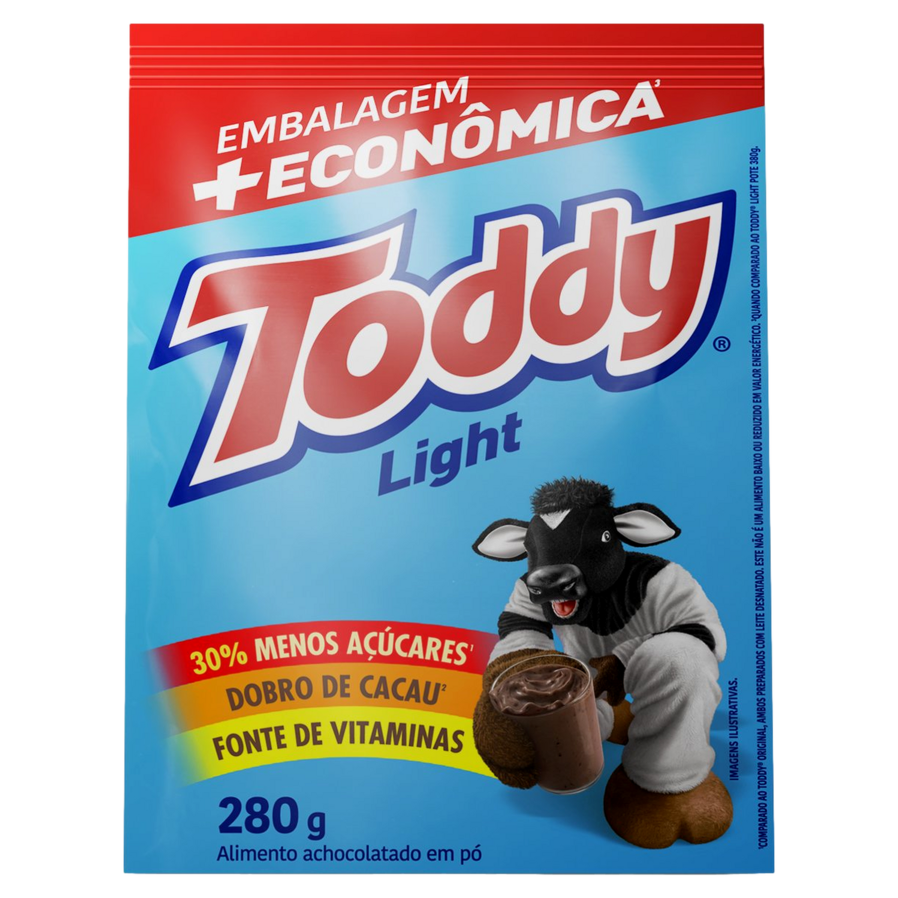Achocolatado em P&oacute; Light Toddy Pacote 280g Embalagem + Econ&ocirc;mica
