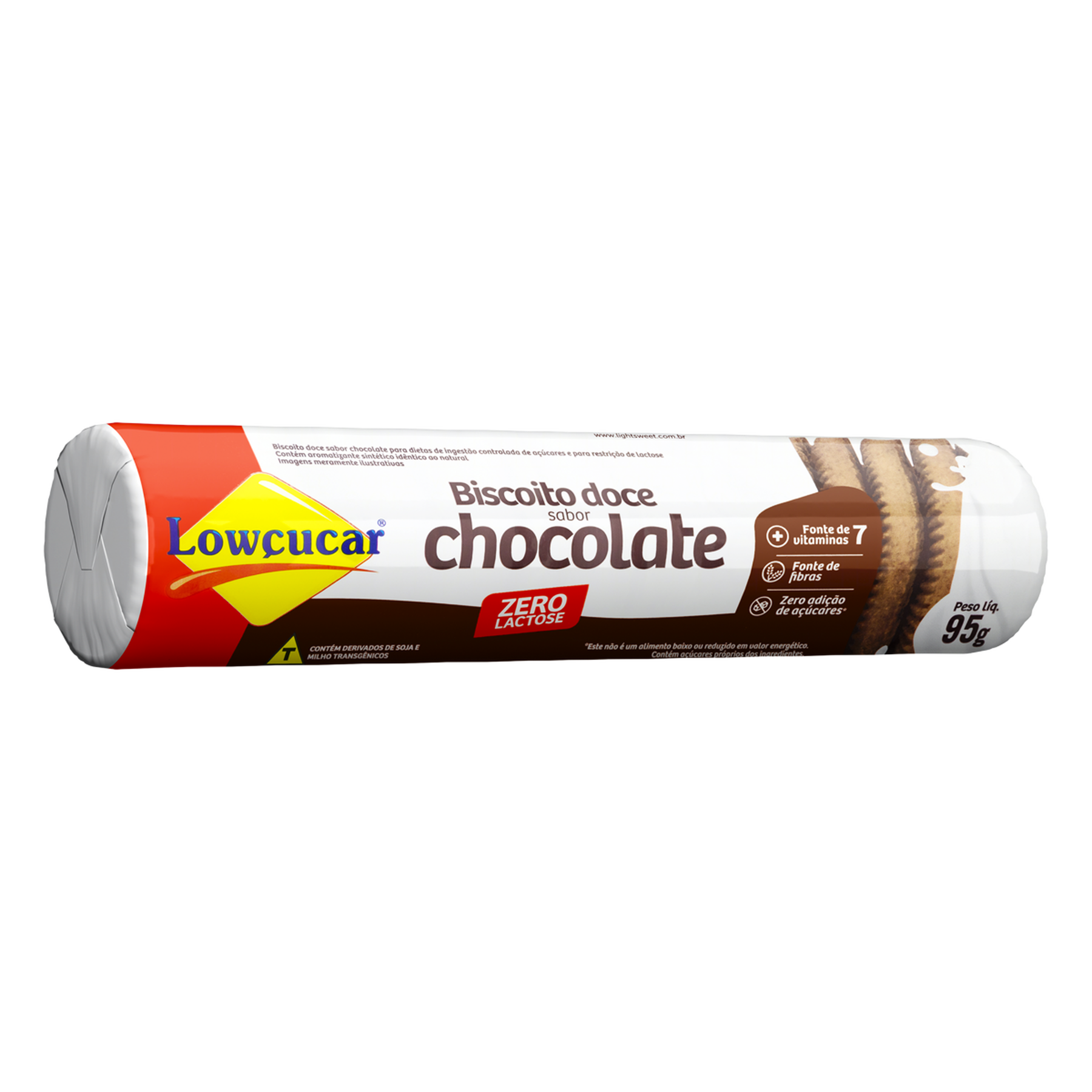 Biscoito Chocolate Zero Lactose Low&ccedil;ucar Pacote 95g